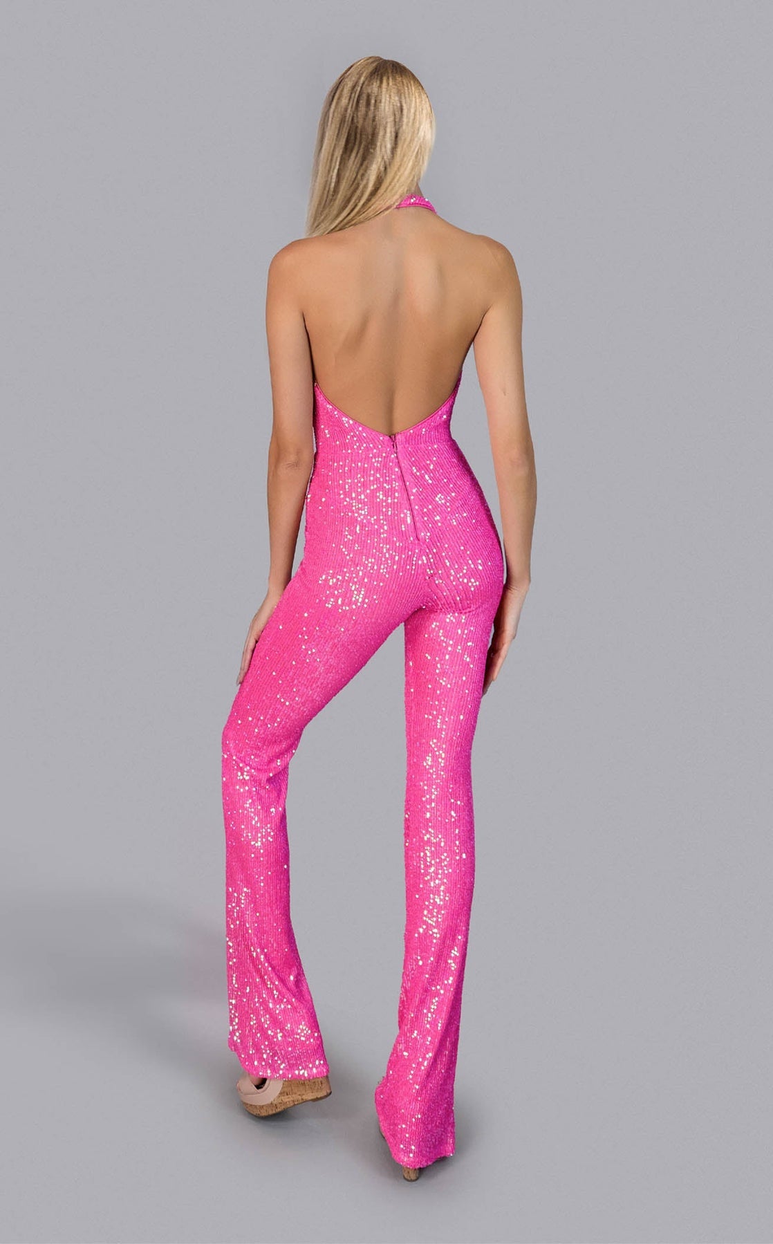 Jumpsuit Fitted Long Formal Sequin Jumpsuit Pink