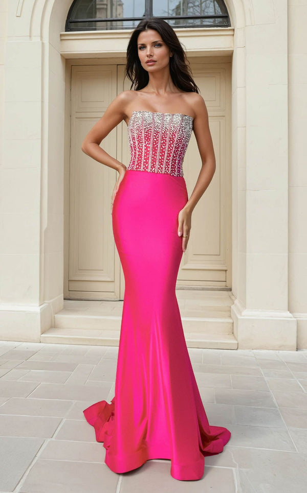 Jessica Angel 2753 Fitted Corset Beaded Long Formal Prom Dress