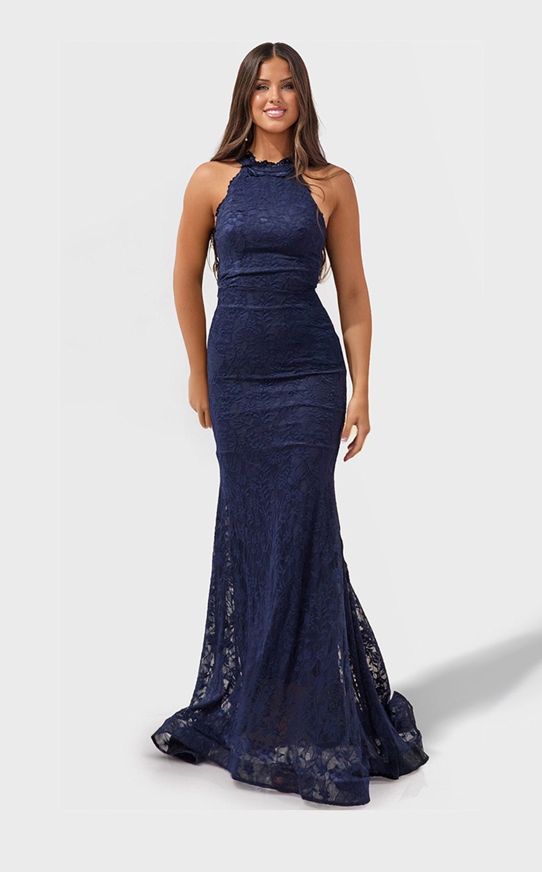 Prom Dresses Mermaid Lace Long Formal Prom Dress Navy