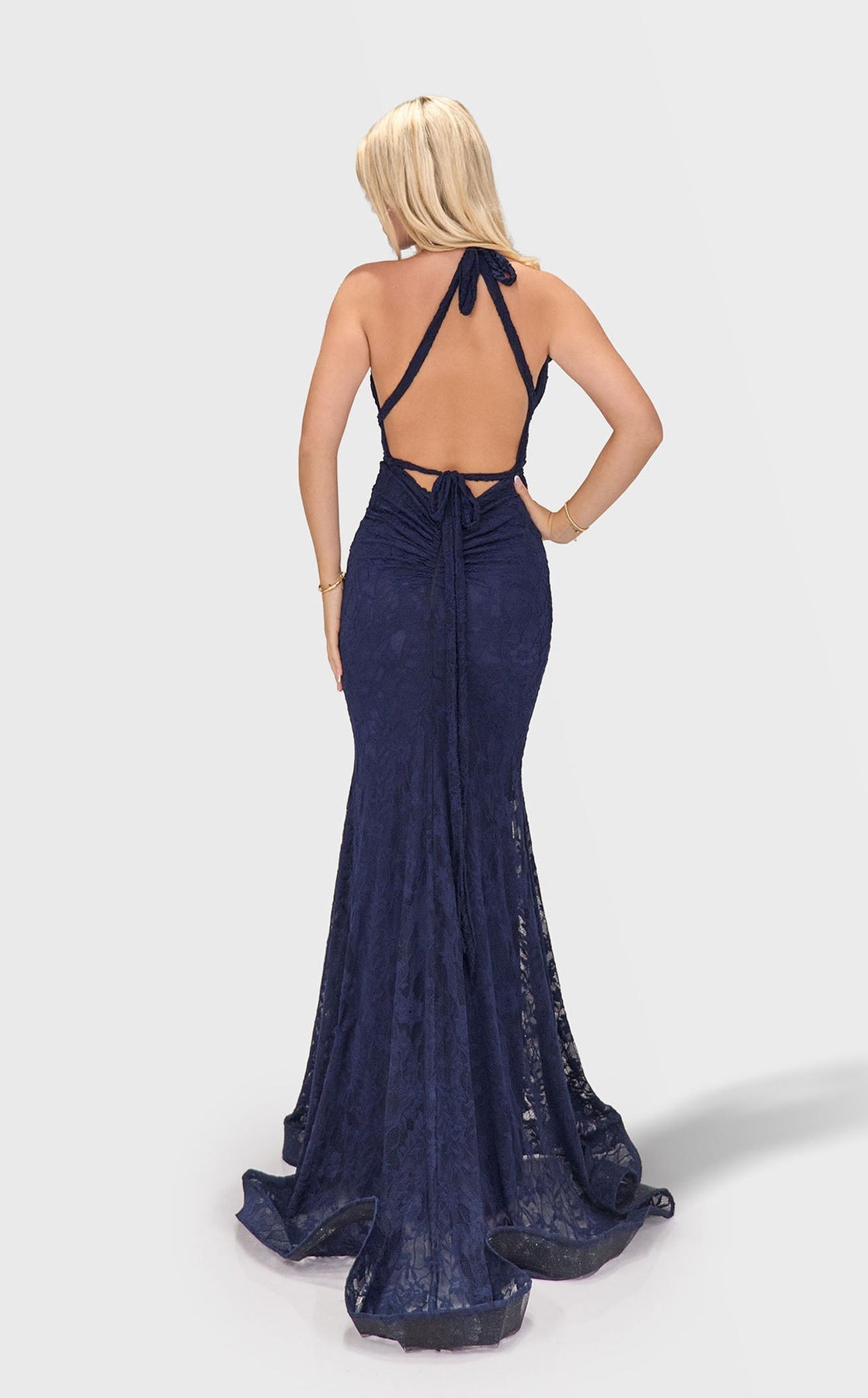 Prom Dresses Long Formal Fitted Lace Prom Dress Navy