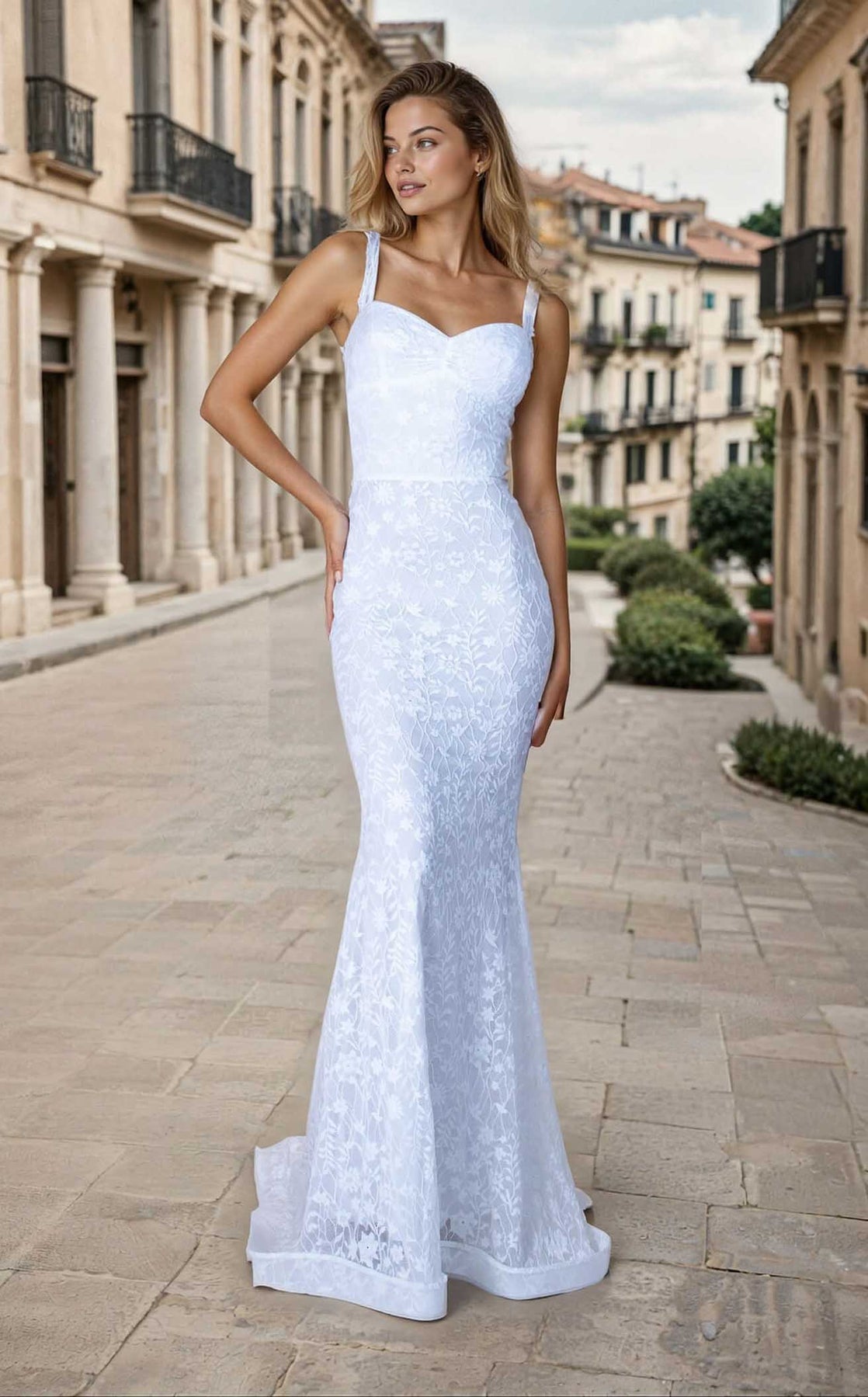 Sweetheart Floor-Length Lace Wedding Dress Corset Back Jessica Angel 2779