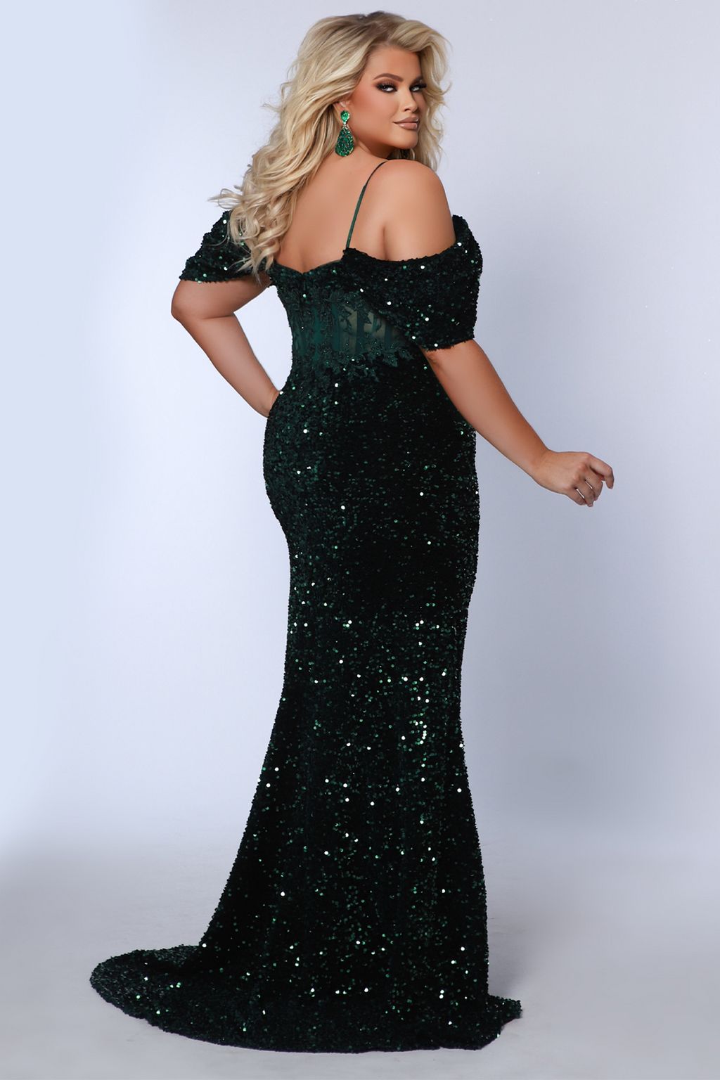 Sydneys Closet JK2512 Long Evening Gown Formal Mermaid Sequin Prom Plus Size Dress