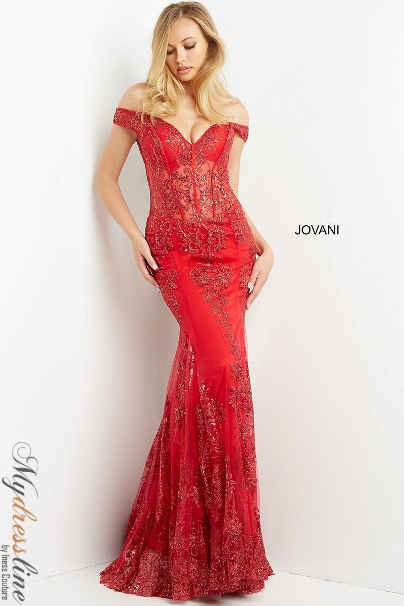 Jovani 06369 Long Off Shoulder Mermaid Prom Gown