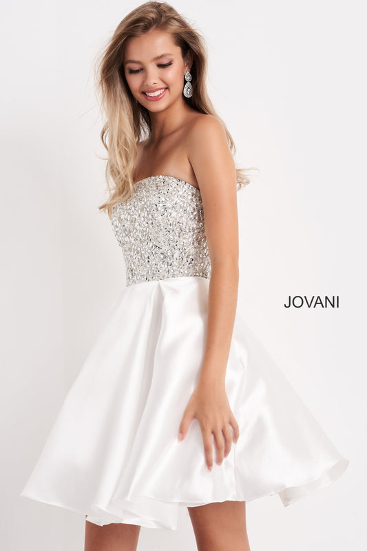 Cocktail Dresses Prom Short Pleated Sequin Homecoming Girls Dresses Off White