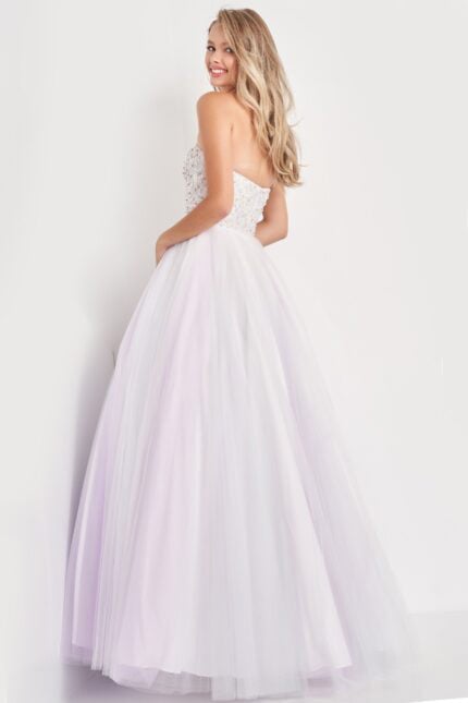 Strapless Floor-Length Tulle Prom Ball Gown Jovani K02229