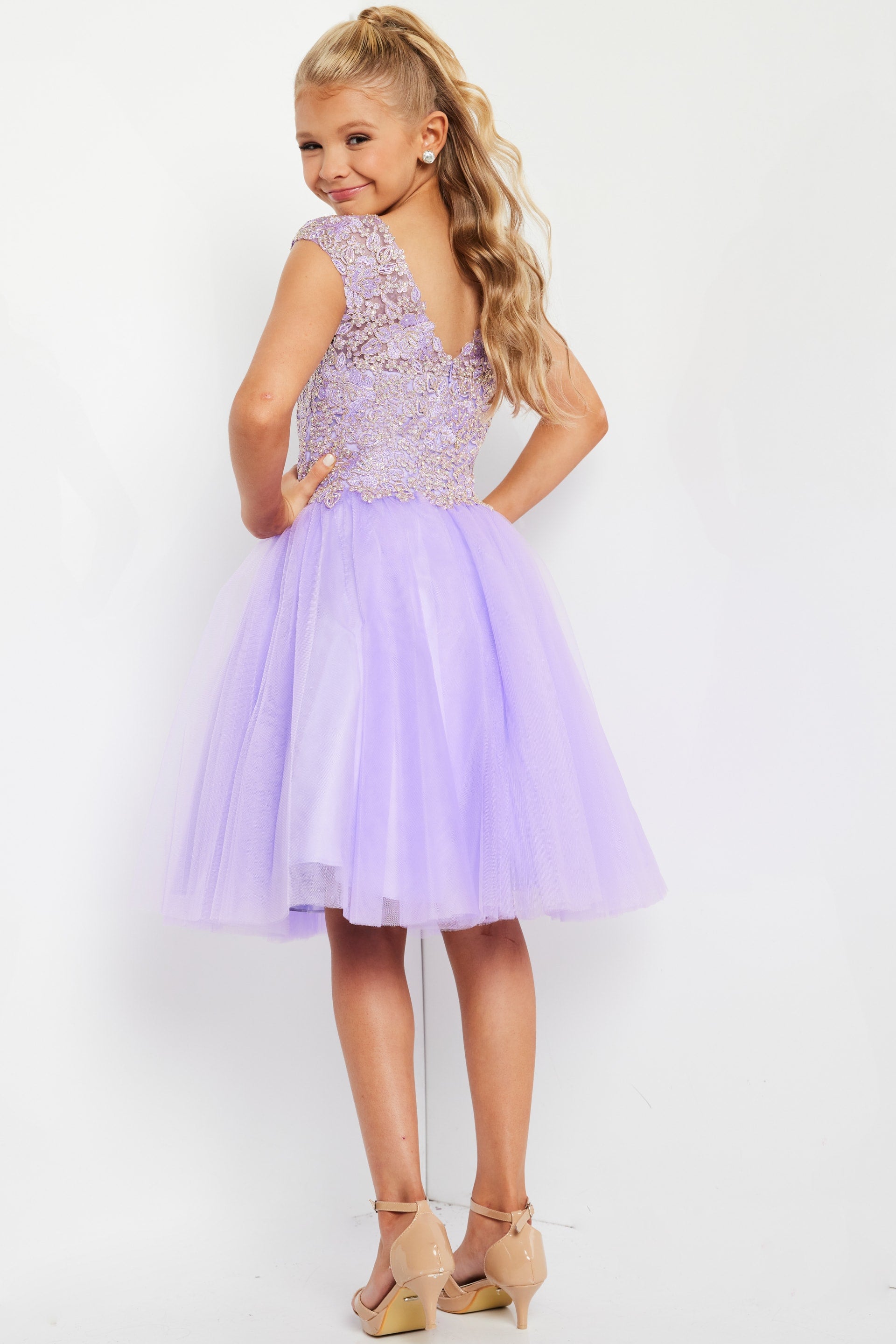 V-Neck Mini Tulle Homecoming Fit & Flare Dress Jovani K04711