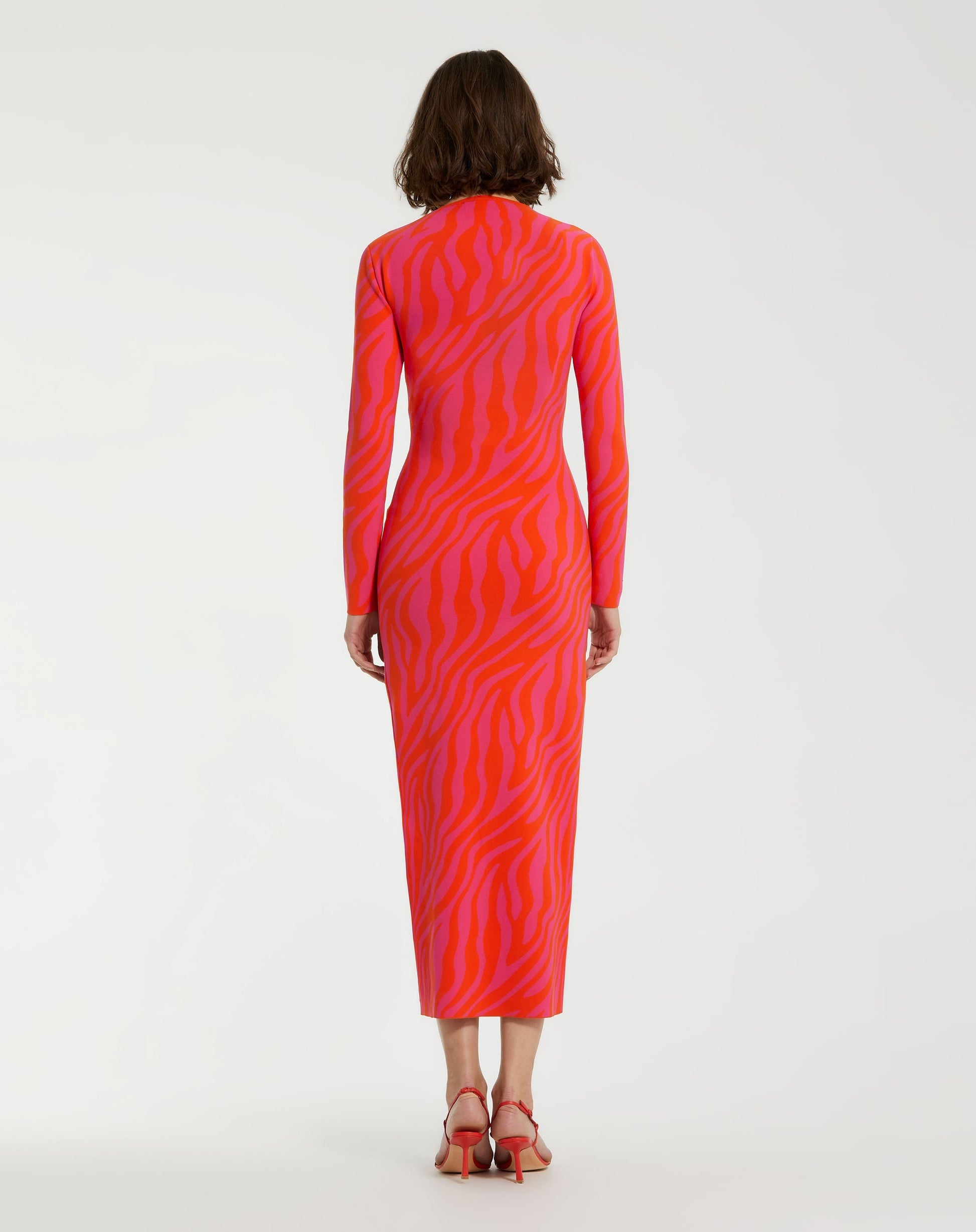 Mac Duggal K12008 Long Sleeve Zebra Printed Maxi Dress