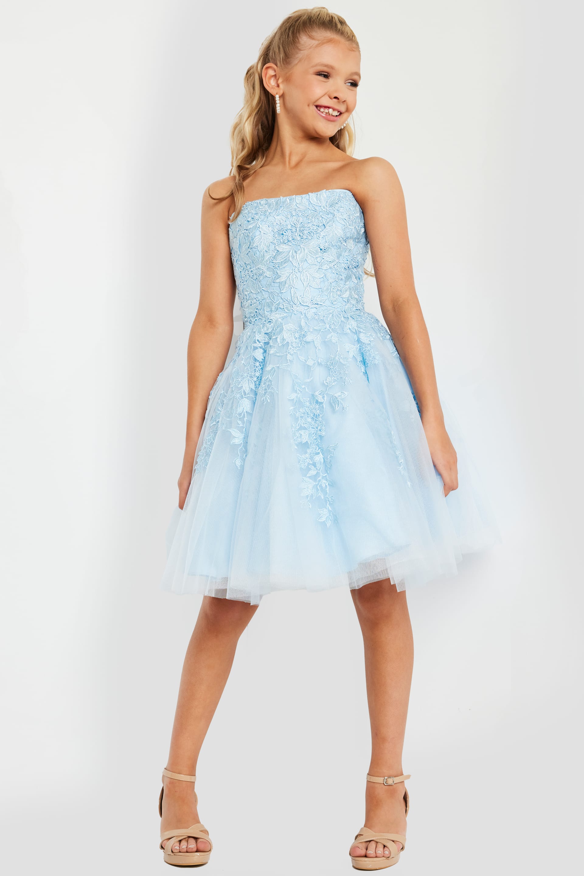 Strapless Short Tulle Flower Girl Ball Gown Jovani K1830
