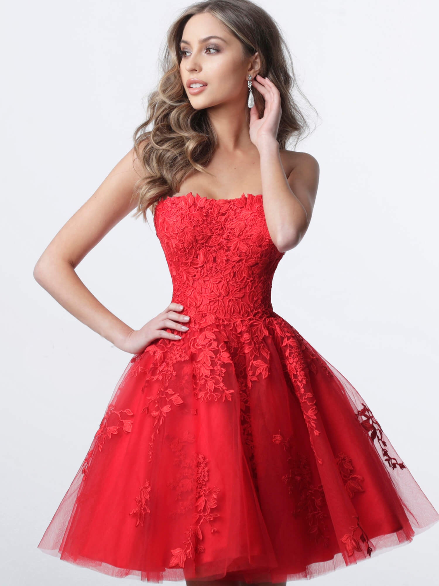 Strapless Short Tulle Flower Girl Ball Gown Jovani K1830