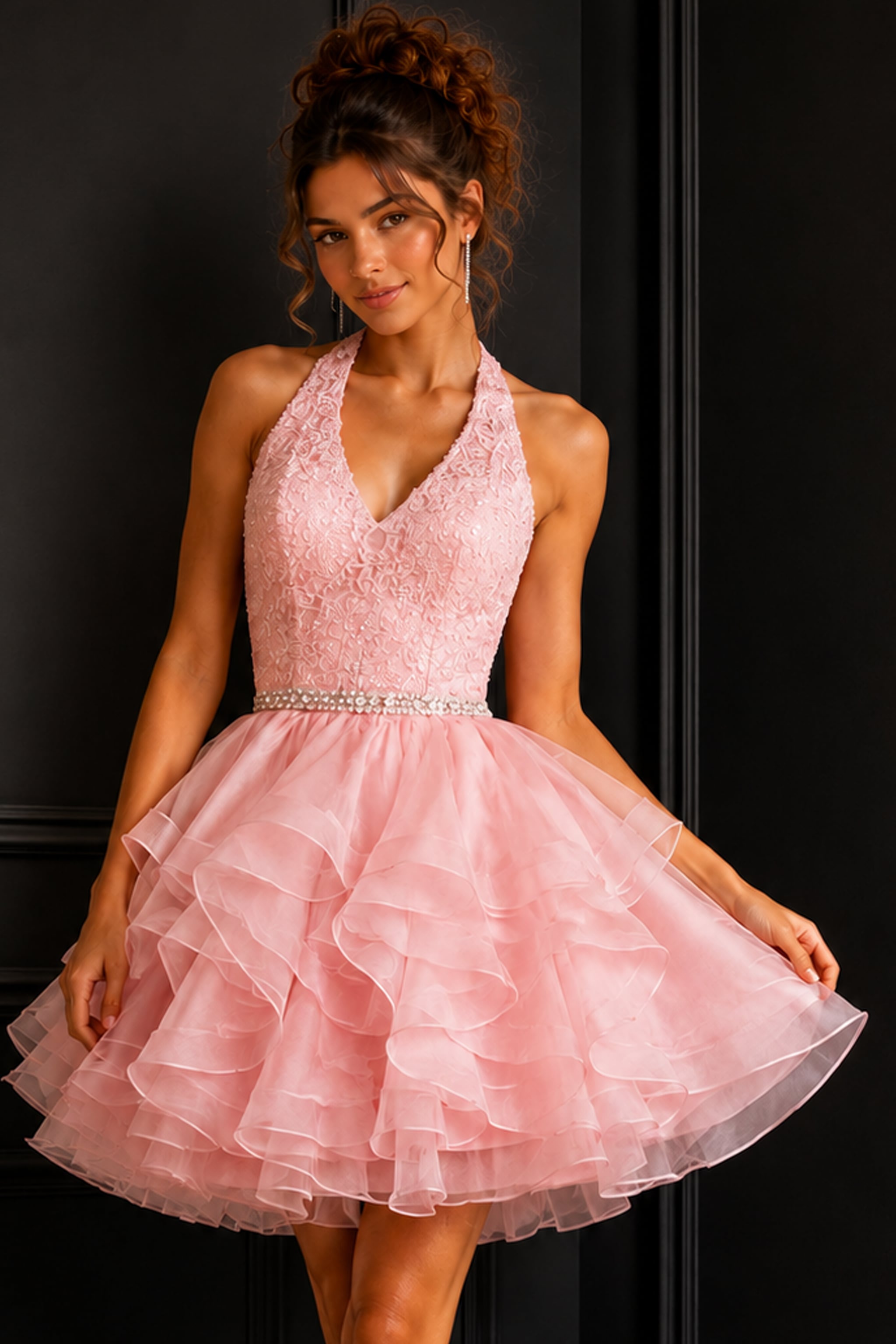Halter Mini/Short Tulle Cocktail Fit & Flare Jovani K52182