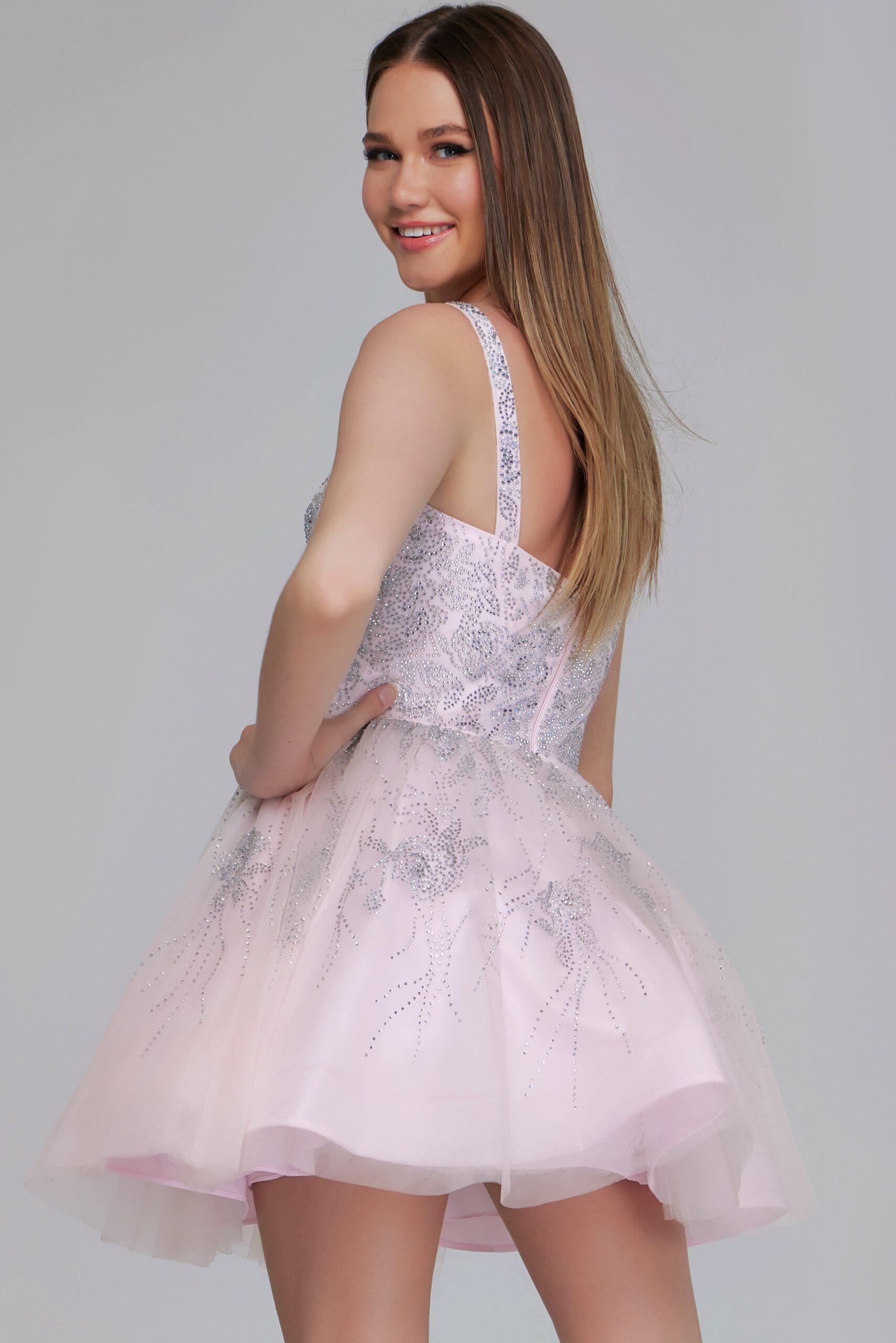 Cocktail Dresses Short A Line Sequin Homecoming Mini Girls Dresses Pale Pink
