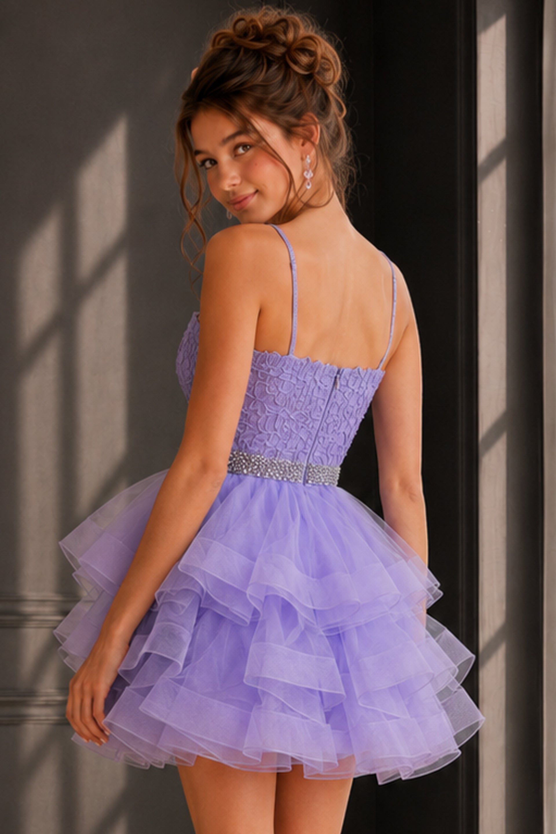 Prom Dresses Homecoming Short Beaded Cocktail Girls Dresses Lilac