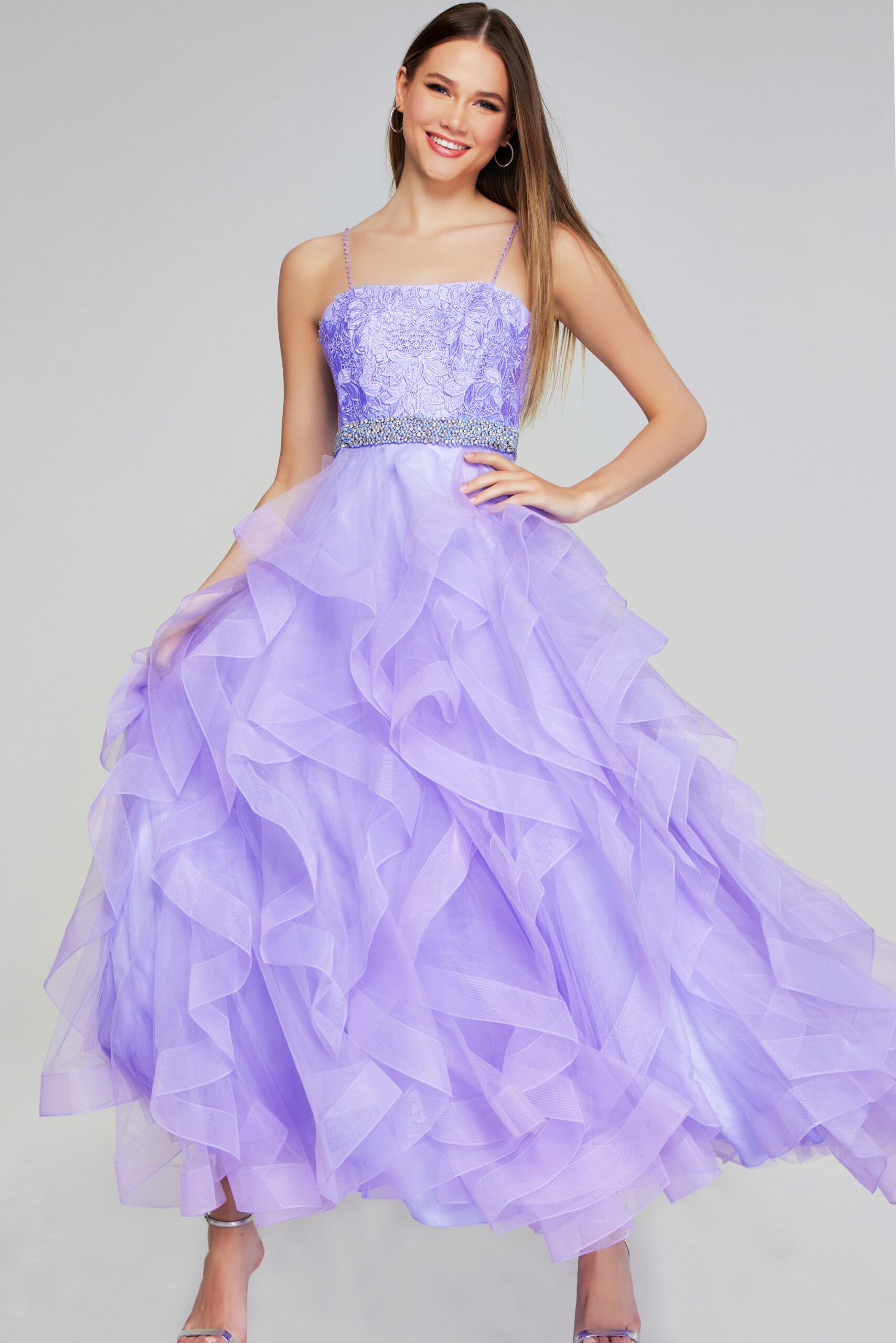 Prom Dresses Prom Ball Gown Beaded Long Girls Dresses Lilac