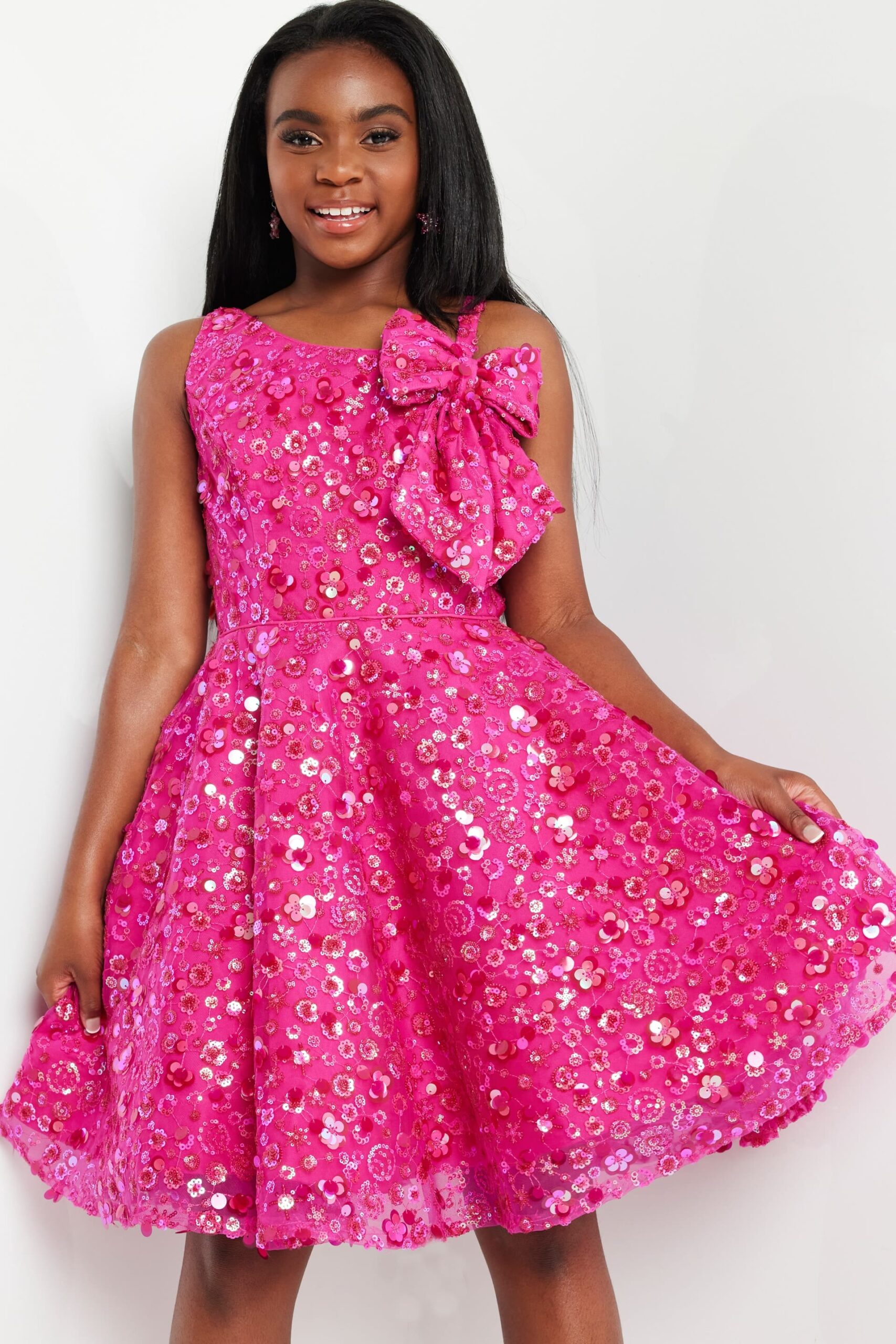 Cocktail Dresses Short Sequin Cocktail A Line Girls Dresses Fuchsia
