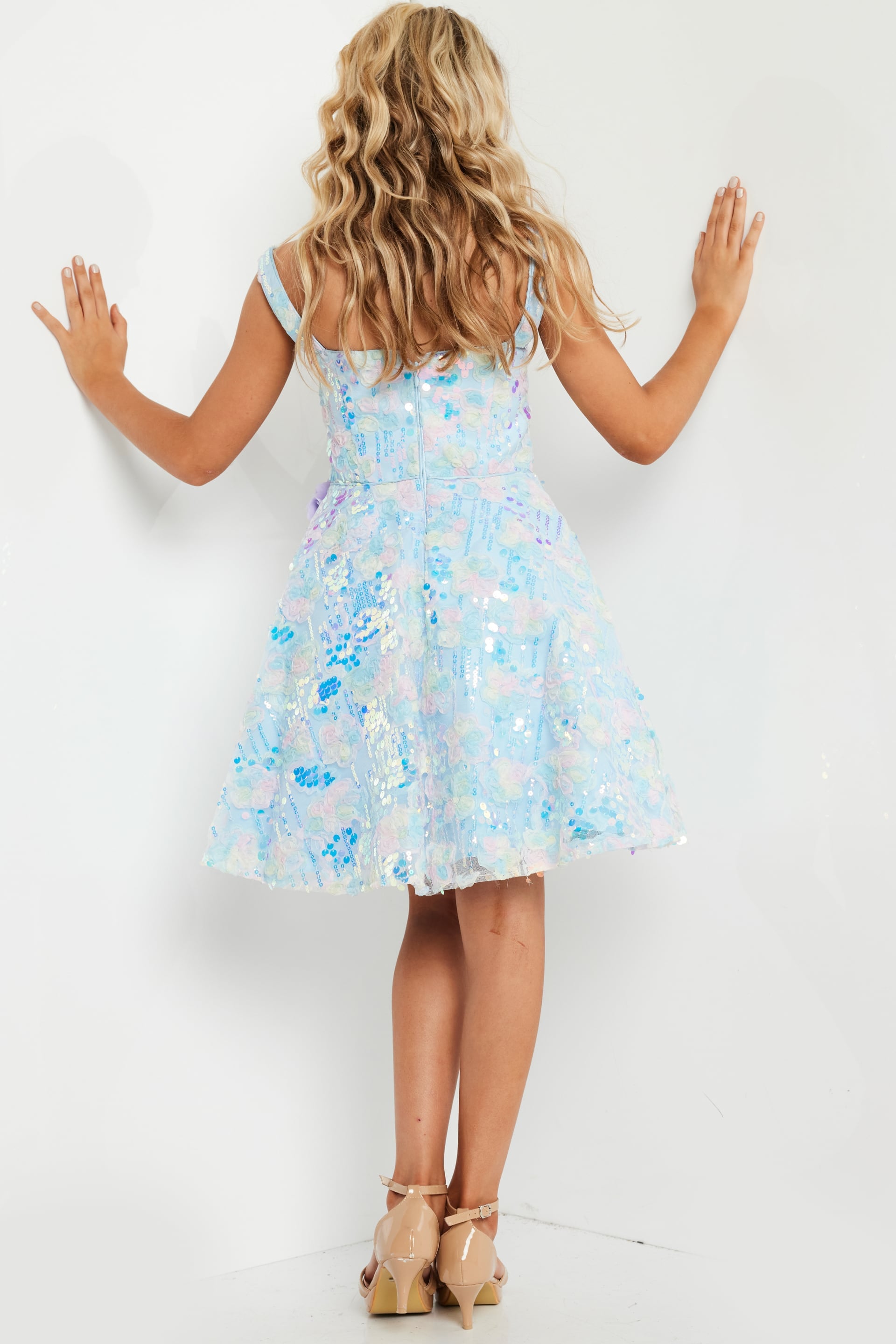 Square Mini Sequin Girls Formal Fit & Flare Jovani K23956