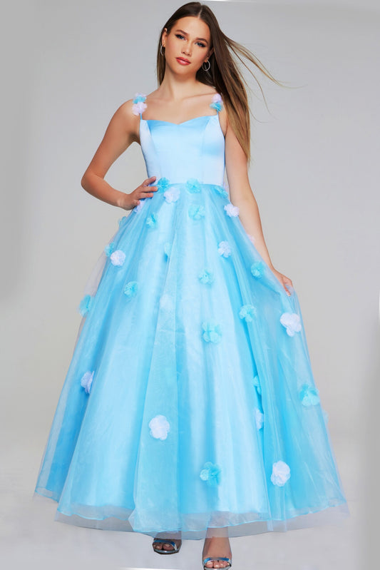 Prom Dresses Prom Girls Dresses Long Floral Applique Ball Gown Light Blue