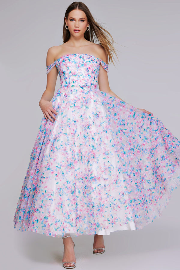 Jovani K26292 Long A Line Floral Print Formal Girls Dresses