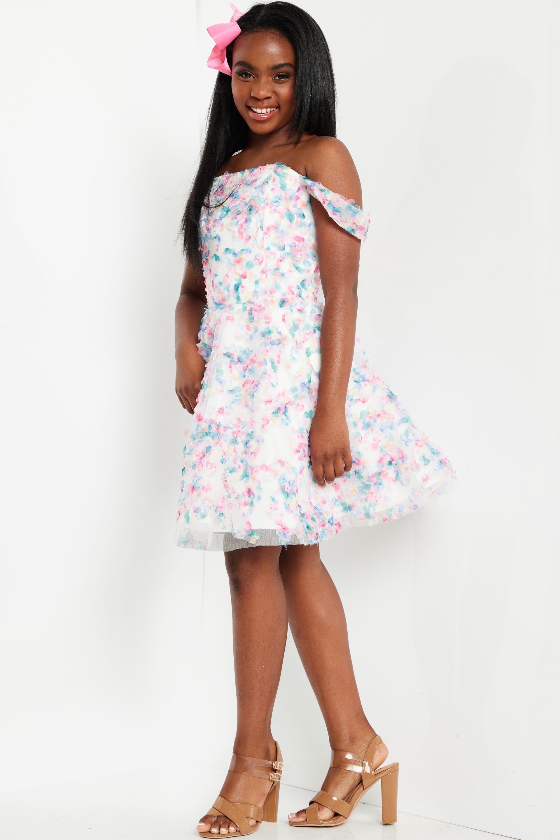 Off-the-Shoulder Mini Tulle Cocktail Fit & Flare Jovani K26293