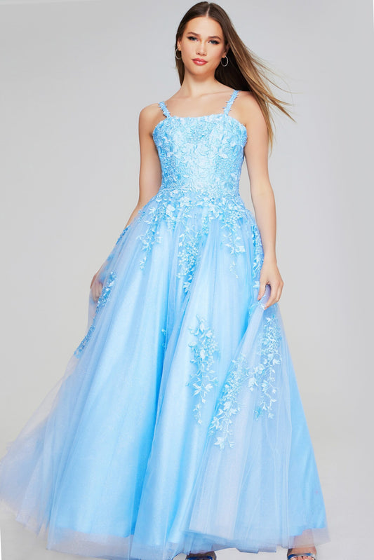 Prom Dresses Beaded A Line Girls Dresses Prom Long Ball Gown Light Blue