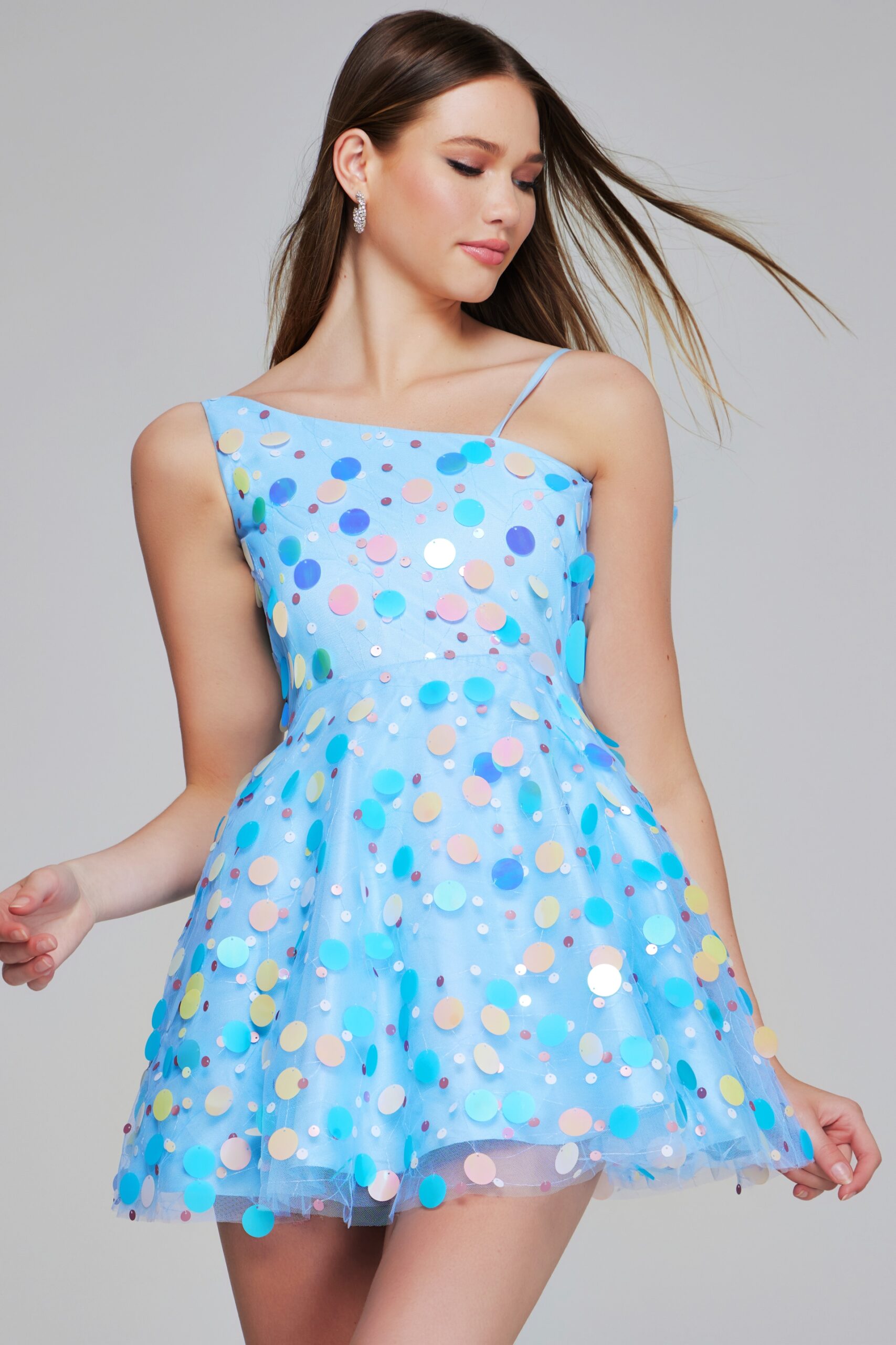 Jovani K38147 Homecoming Short Print Sequin Girls Dresses
