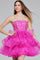 Cocktail Dresses Beaded Homecoming Short Ruffle Mini Girls Dresses Hot Pink