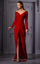 Formal Dresses Fitted Slit Formal Long Sleeve Evening Dress Red