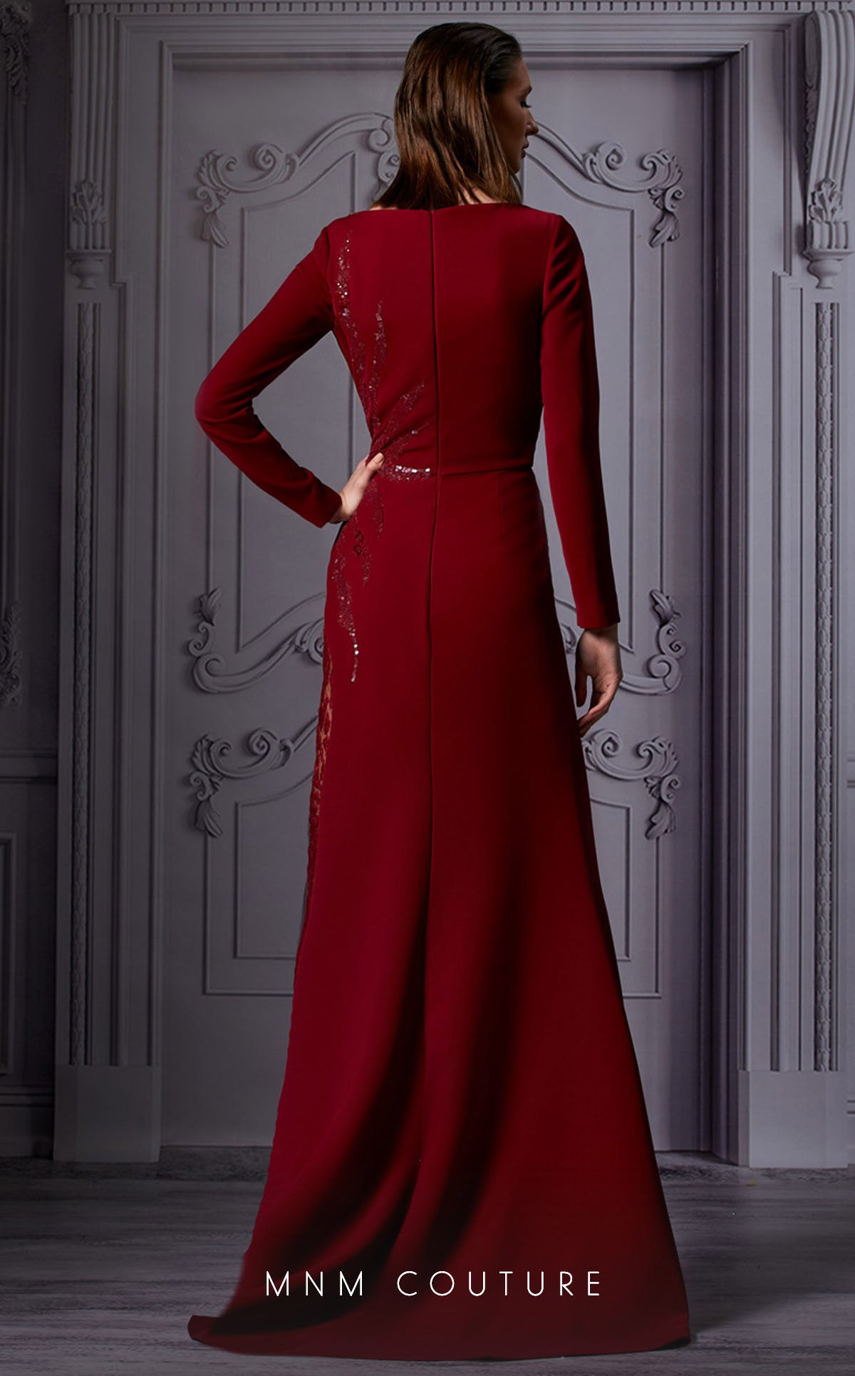 MNM Couture K3850 Sequin Formal Long Sleeve Evening Dress