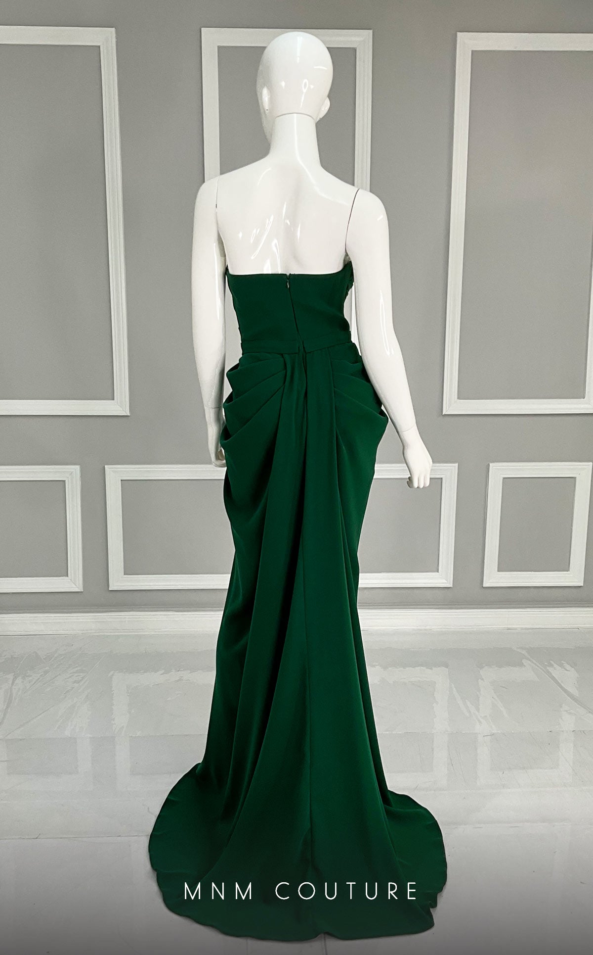 One-Shoulder Floor-Length Satin Evening Sheath MNM Couture K3854