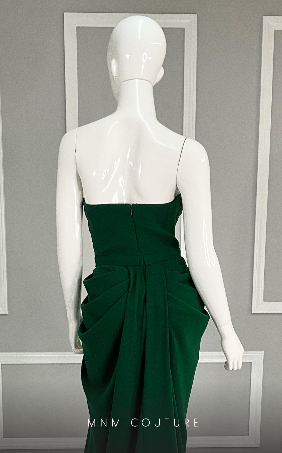 One-Shoulder Floor-Length Satin Evening Sheath MNM Couture K3854