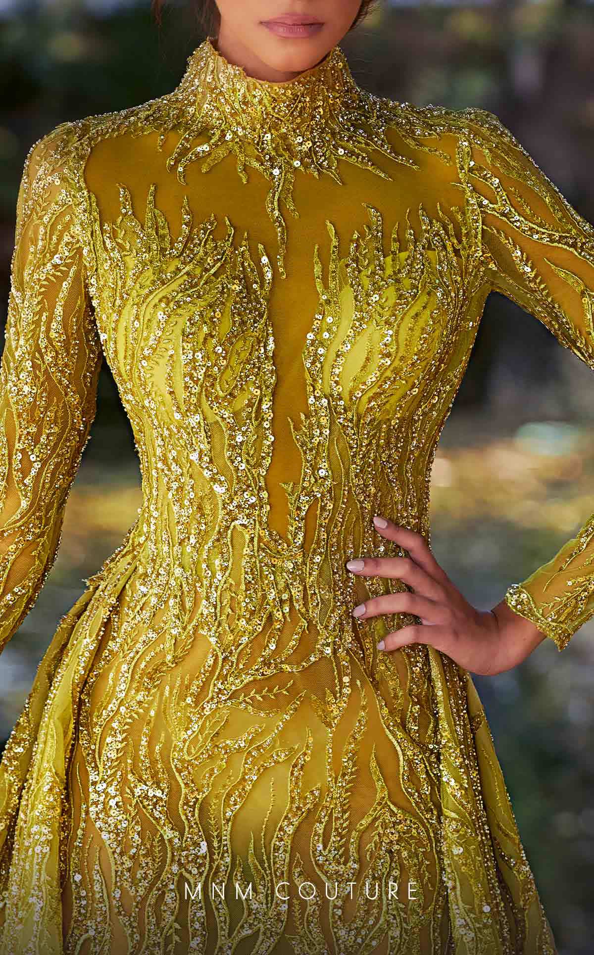 MNM Couture K3926 A Line Long Sleeve Formal Overskirt Evening Dress