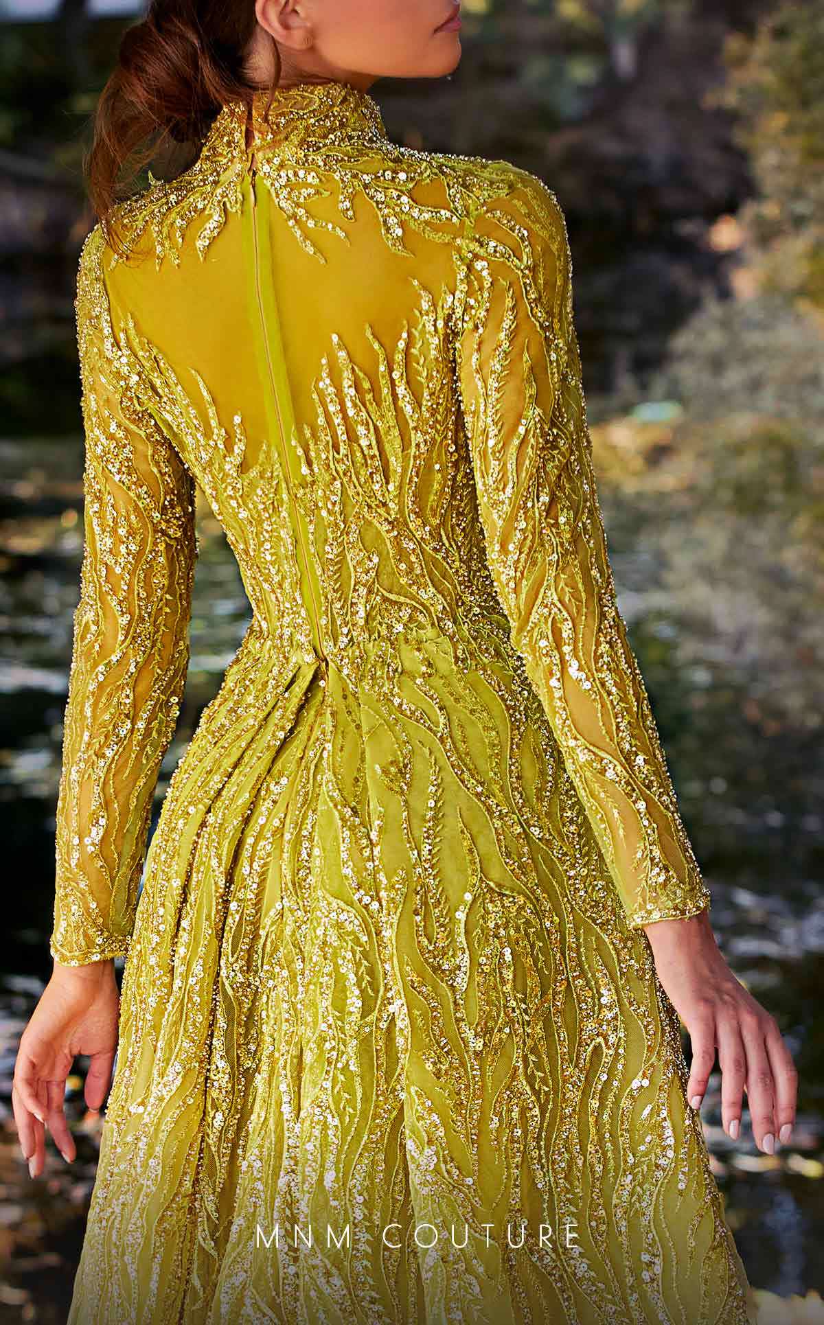 MNM Couture K3926 A Line Long Sleeve Formal Overskirt Evening Dress