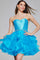 Cocktail Dresses Beaded Homecoming Short Sequin Mini Ruffle Girls Dresses Turquoise