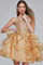 Cocktail Dresses Short Homecoming Metallic Ruffle Mini Girls Dresses Gold