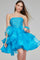 Cocktail Dresses Short Homecoming Metallic Ruffle Mini Girls Dresses Turquoise