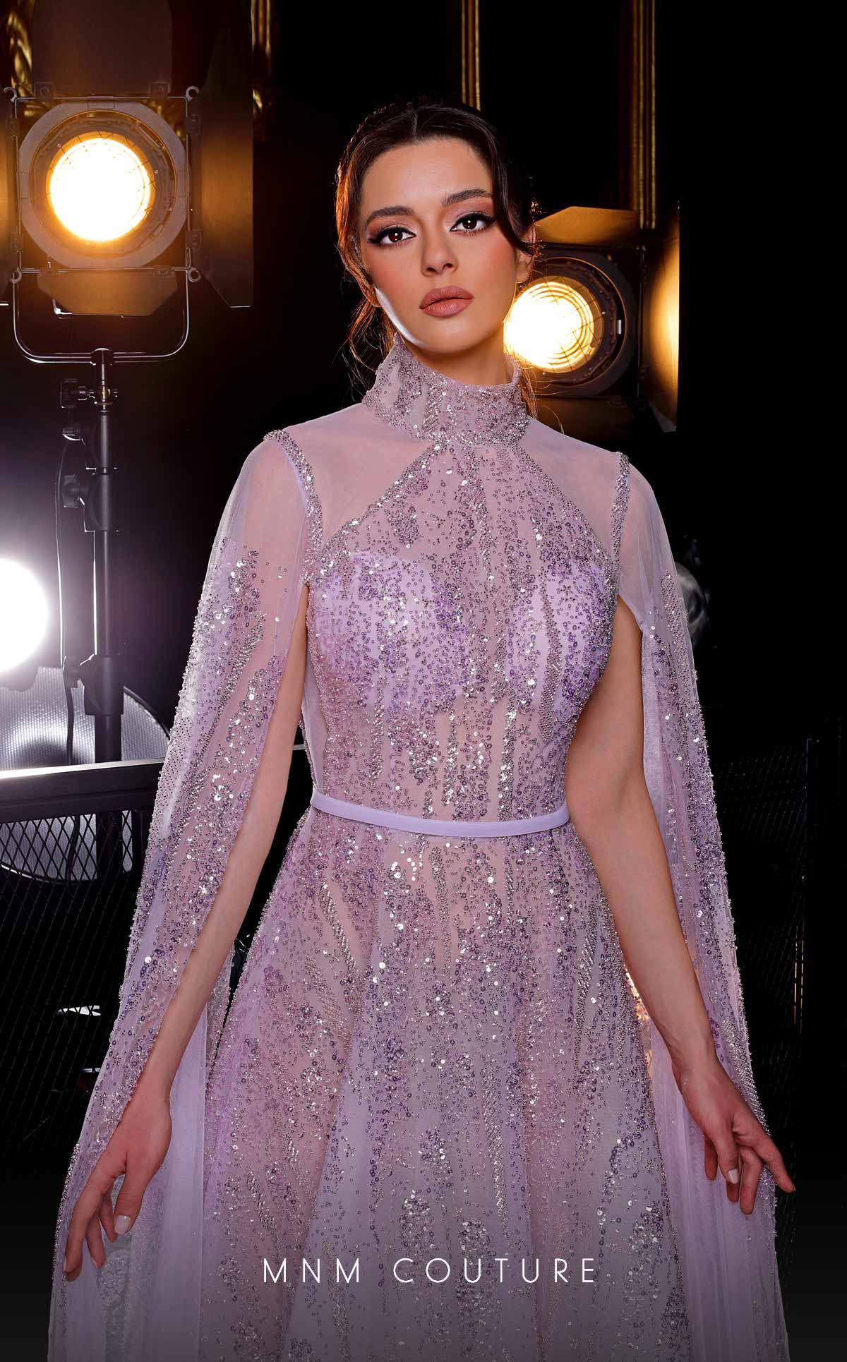 Mother of the Bride Dresses Long Formal Cape Sequin Mother of the Bride Dress MNM Couture K3975 Silver