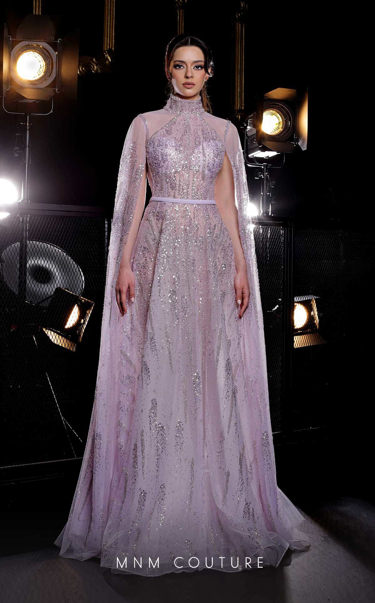 Mother of the Bride Dresses Long Formal Cape Sequin Mother of the Bride Dress MNM Couture K3975 Silver