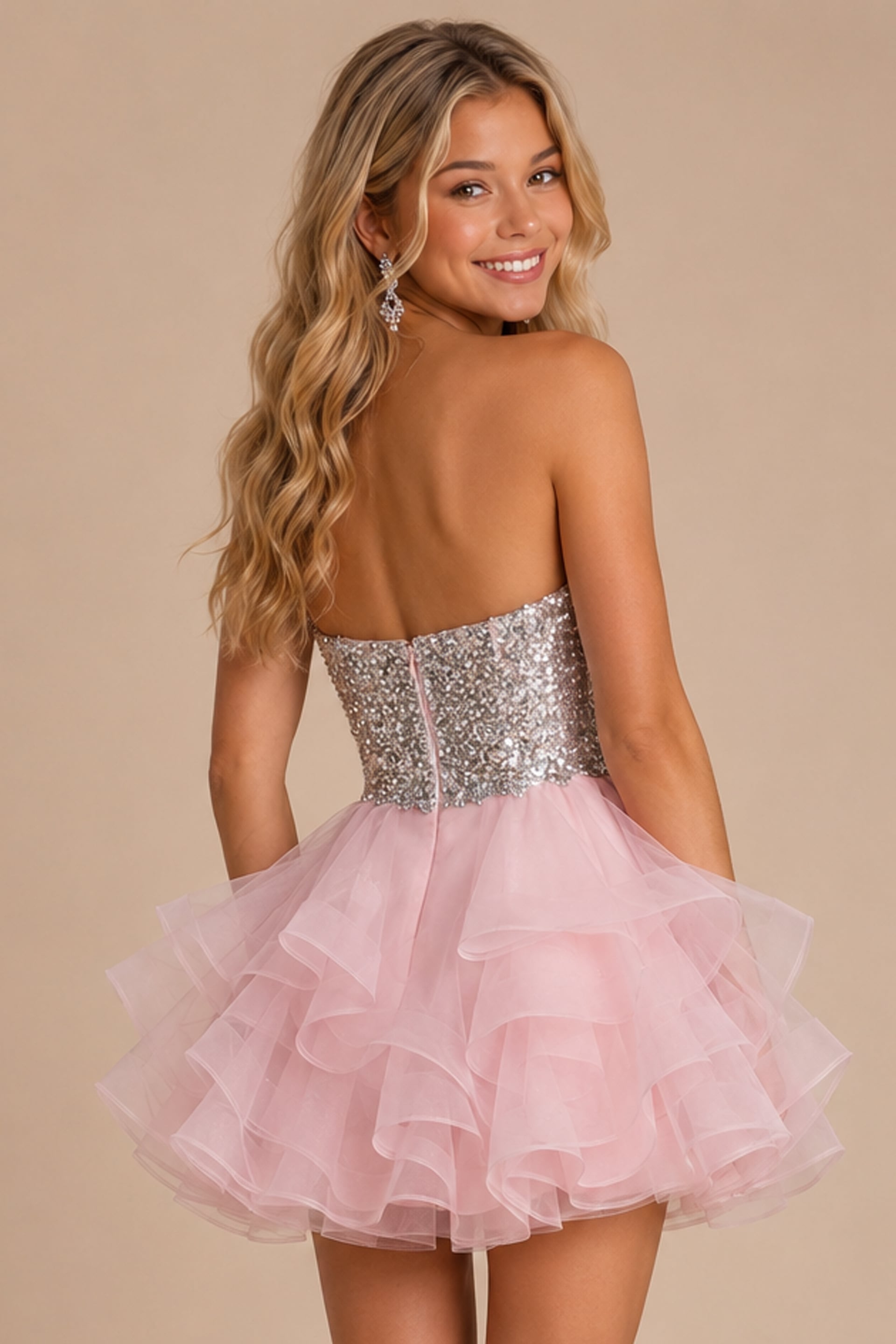 Strapless Straight Neck Mini Tulle Cocktail Fit & Flare Jovani K39938