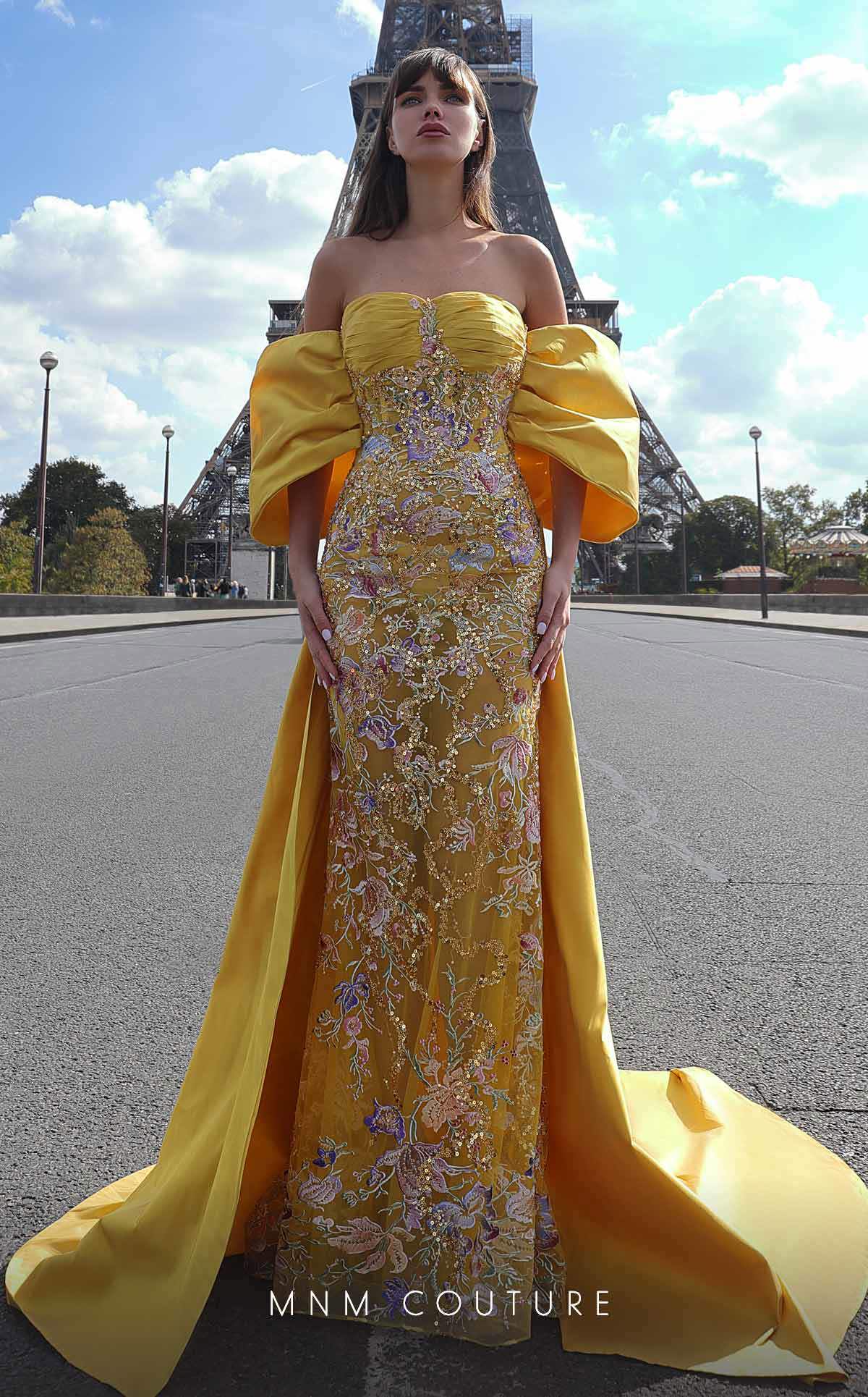 MNM Couture K4011 Long Floral Sequin Formal Prom Dress