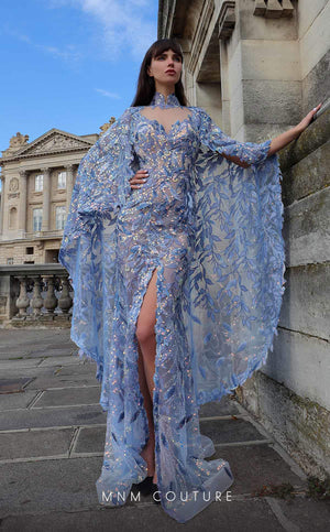 MNM Couture K4012 Long Beaded Slit Formal Evening Dress