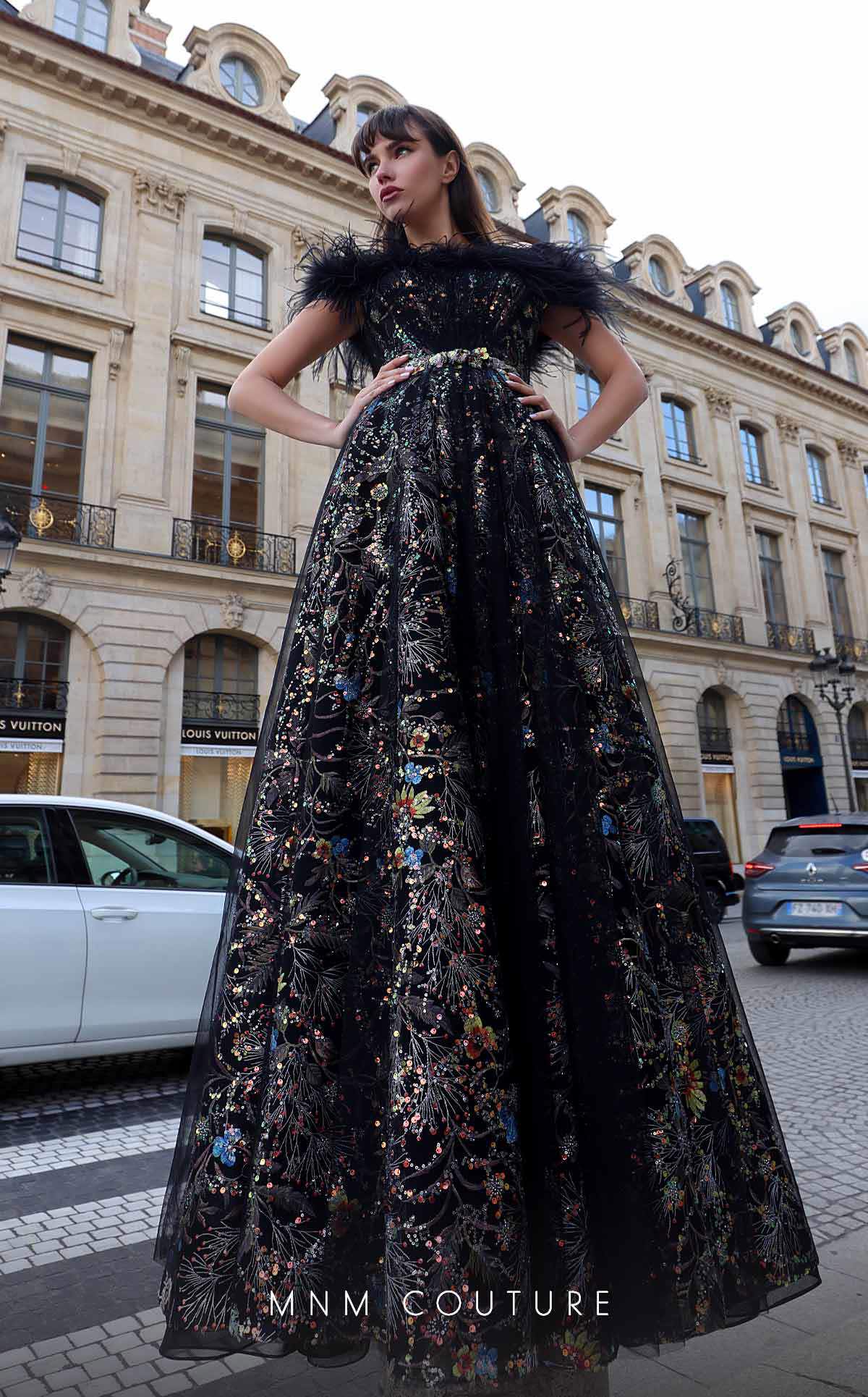MNM Couture K4021 Long Formal A Line Sequin Evening Dress