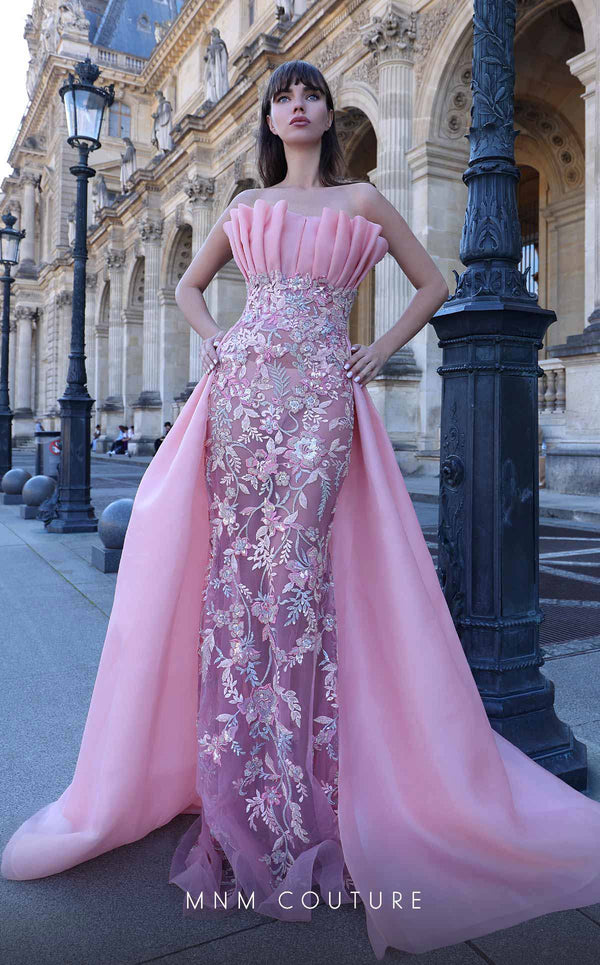 MNM Couture K4023 Fitted Long Formal Pleated Evening Dress