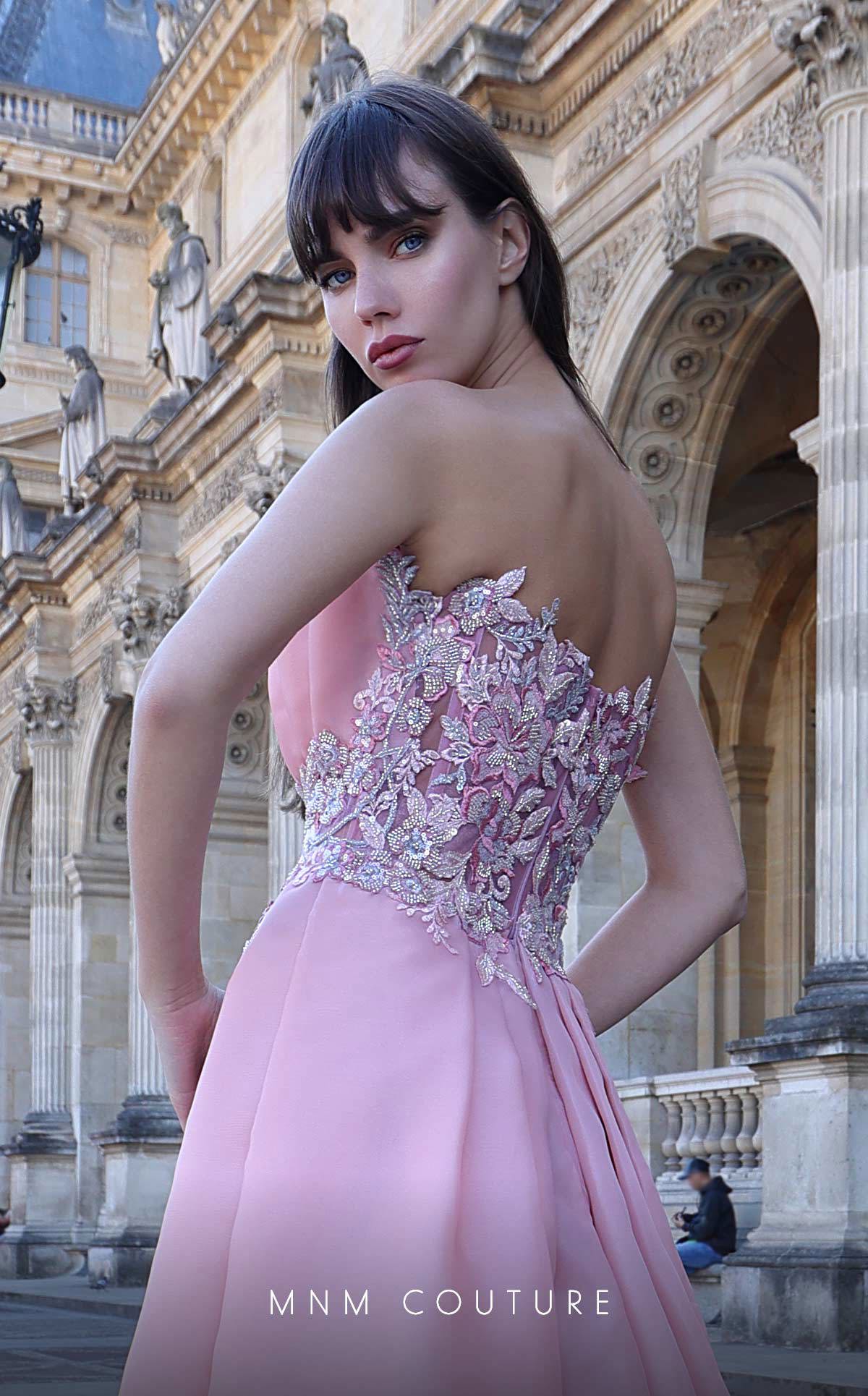 MNM Couture K4023 Fitted Long Formal Pleated Evening Dress