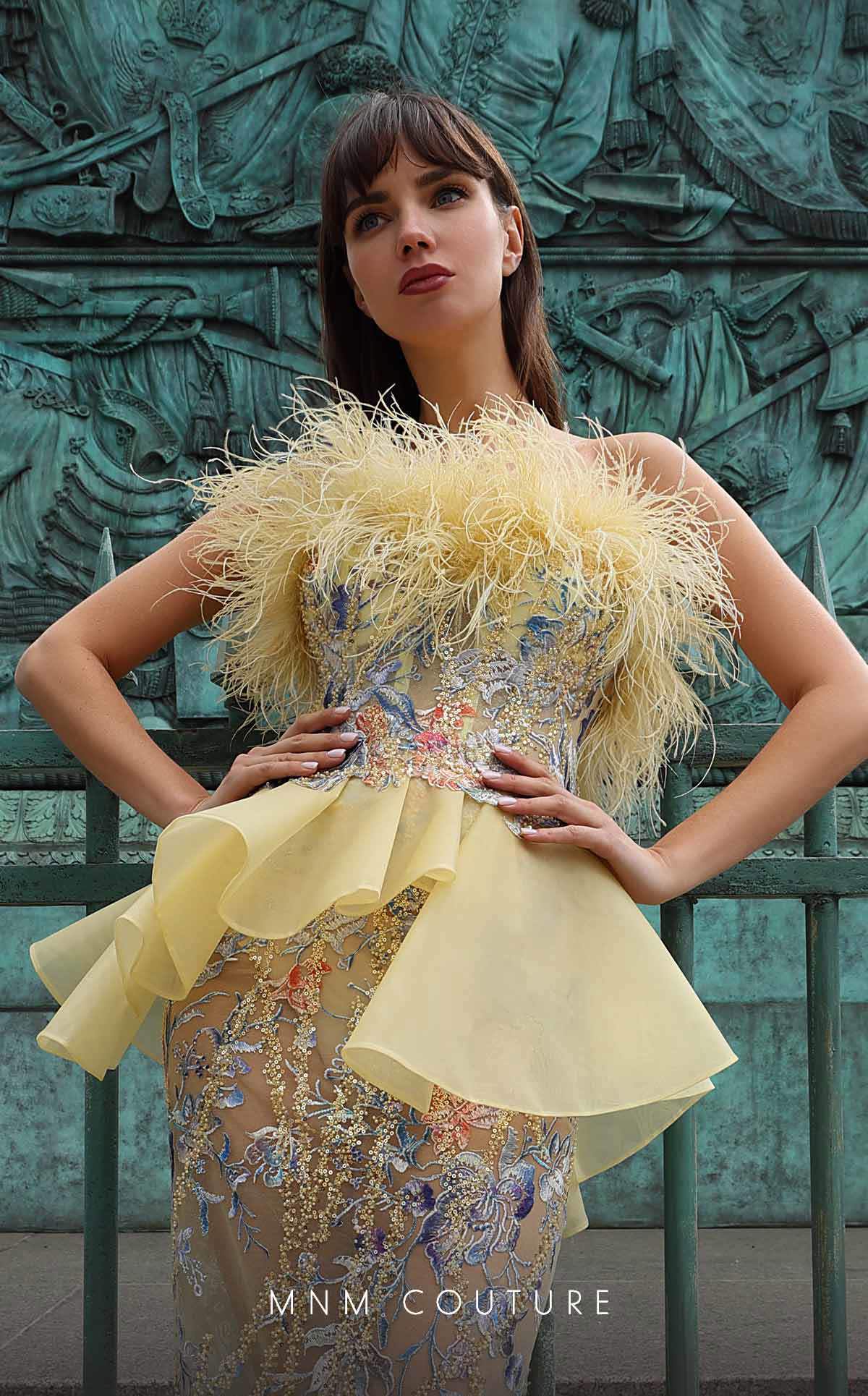 MNM Couture K4032 Long Evening Gown Fitted Floral Sequin Formal Dress