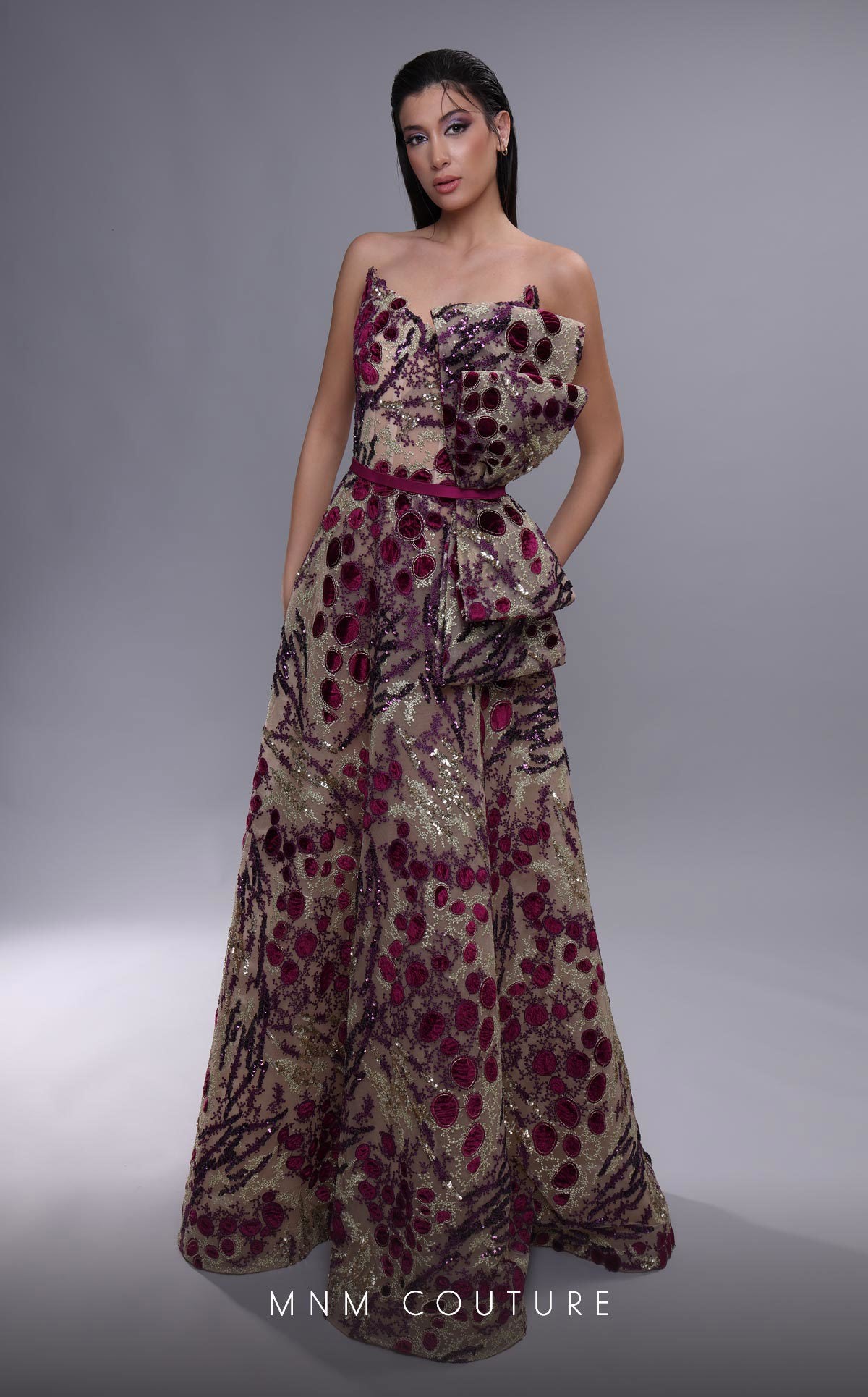 MNM Couture K4078 Long Formal Beaded A Line Evening Dress