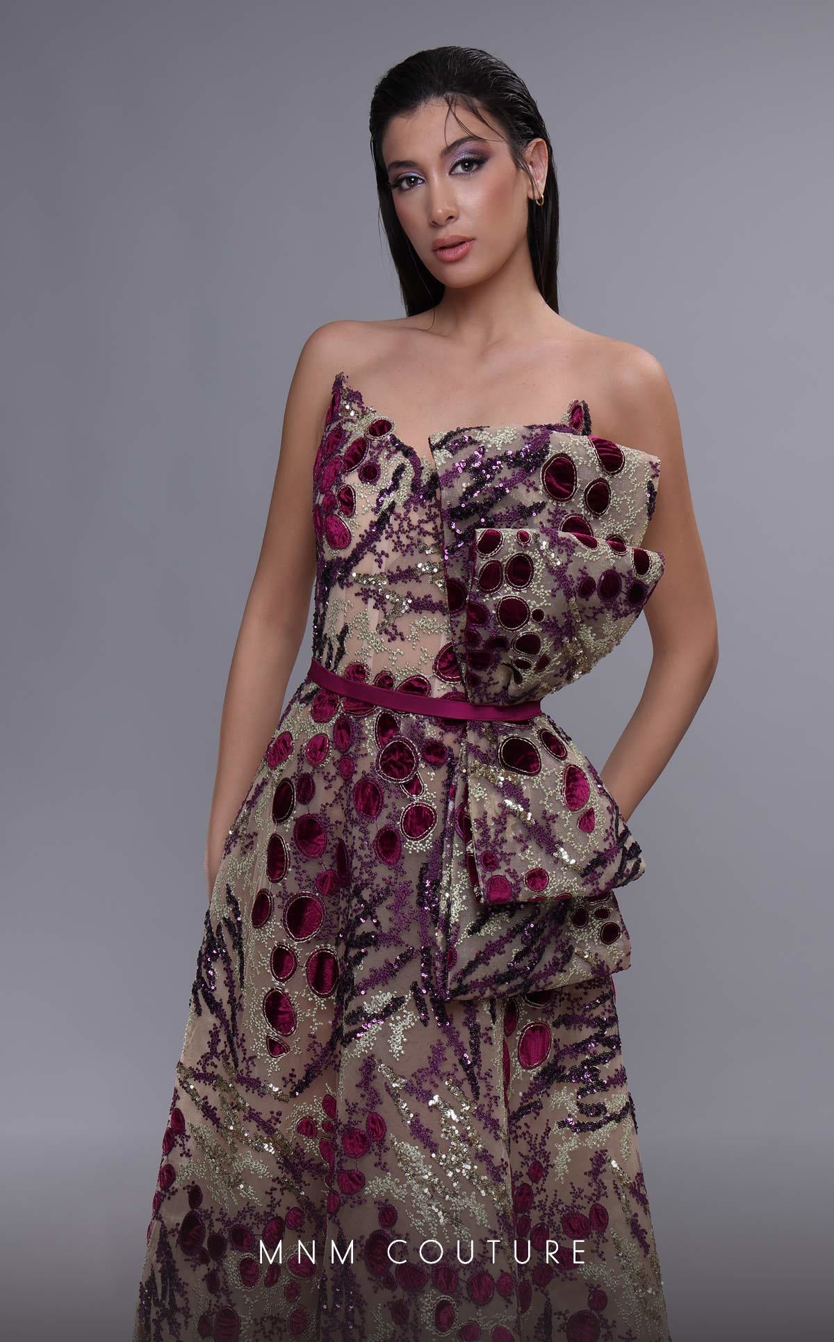MNM Couture K4078 Long Formal Beaded A Line Evening Dress