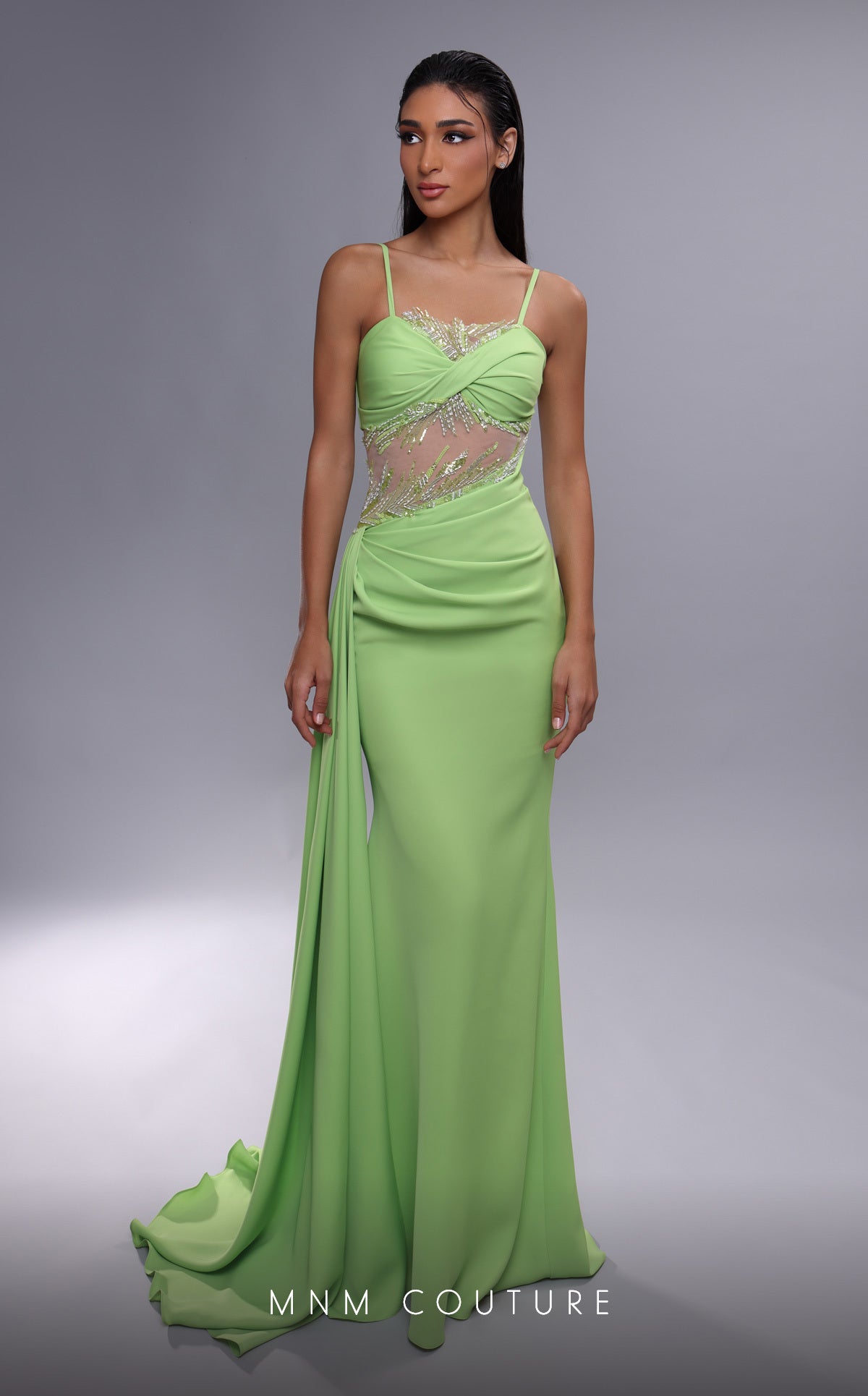 MNM Couture K4081 Long Formal Beaded A Line Sequin Evening Dress