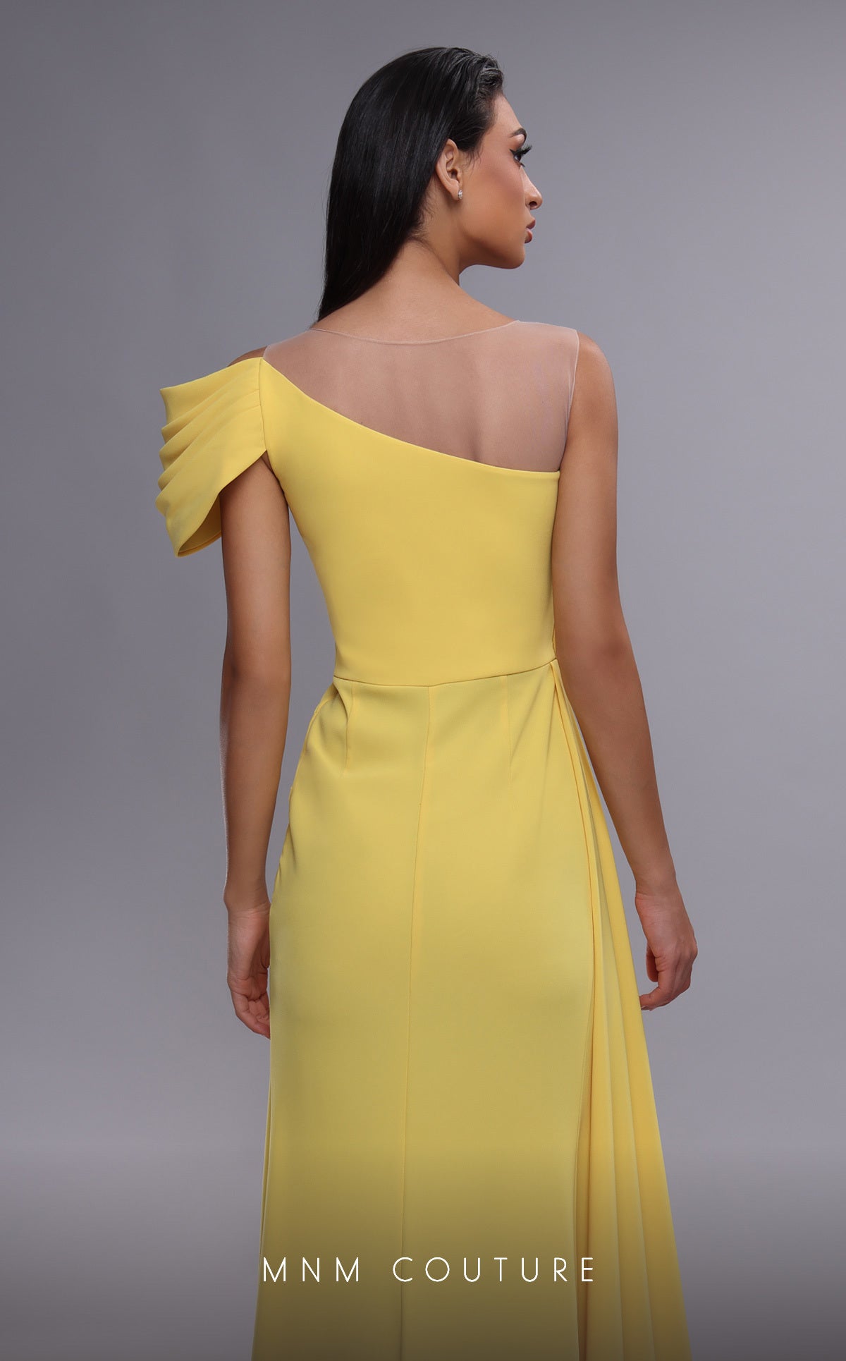 MNM Couture K4085 Long Formal Pleated High Slit Evening Dress