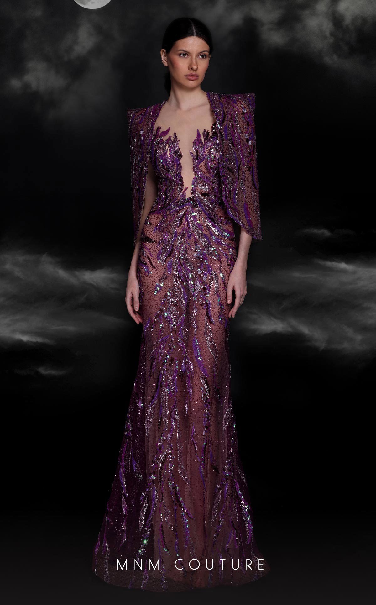 MNM Couture K4101 Long Mermaid Beaded Sequin Evening Formal Dress