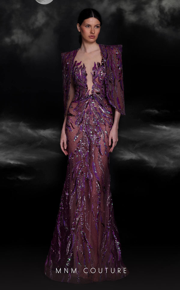 MNM Couture K4101 Long Mermaid Beaded Sequin Evening Formal Dress