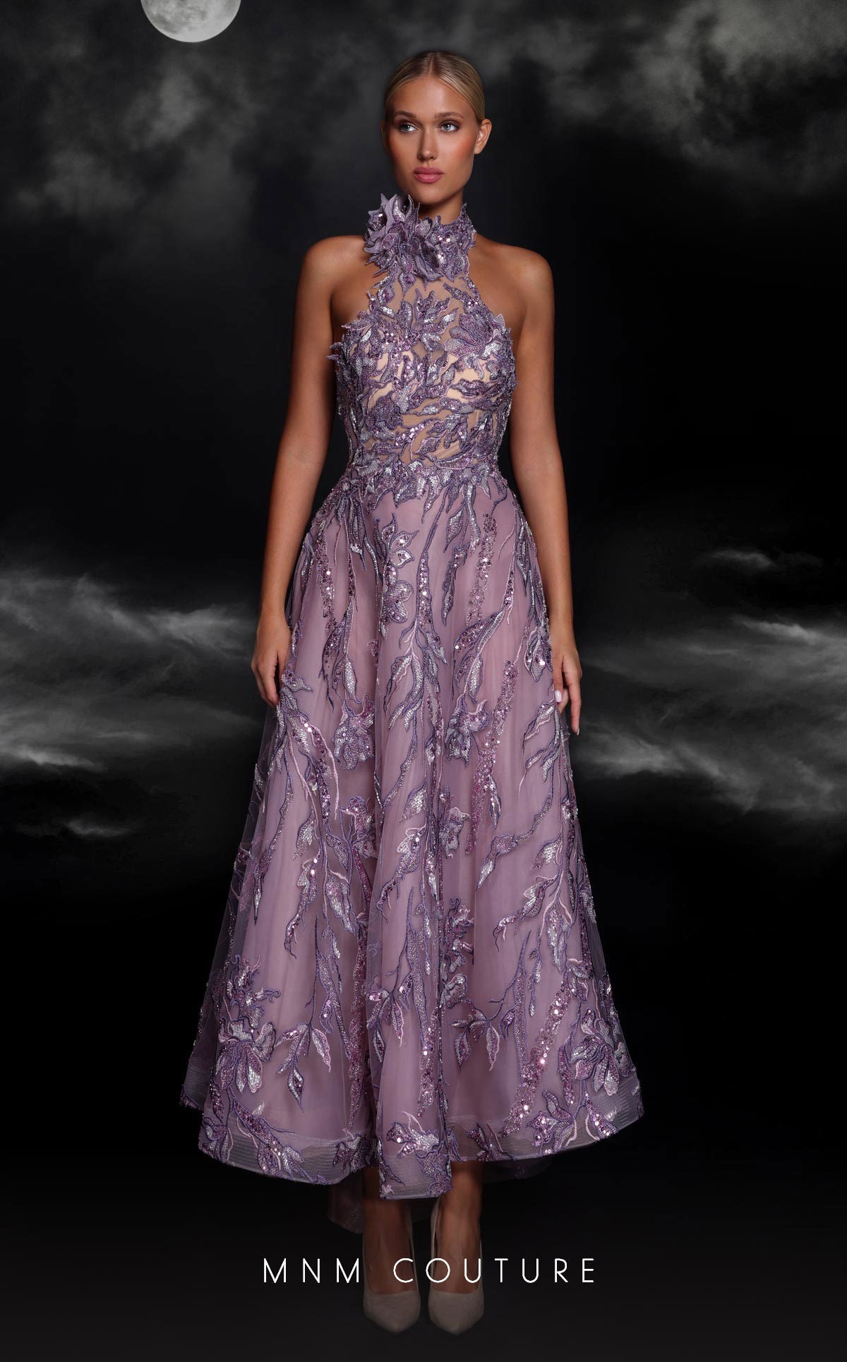 MNM Couture K4104 A Line Lace Applique Long Formal Prom Dress